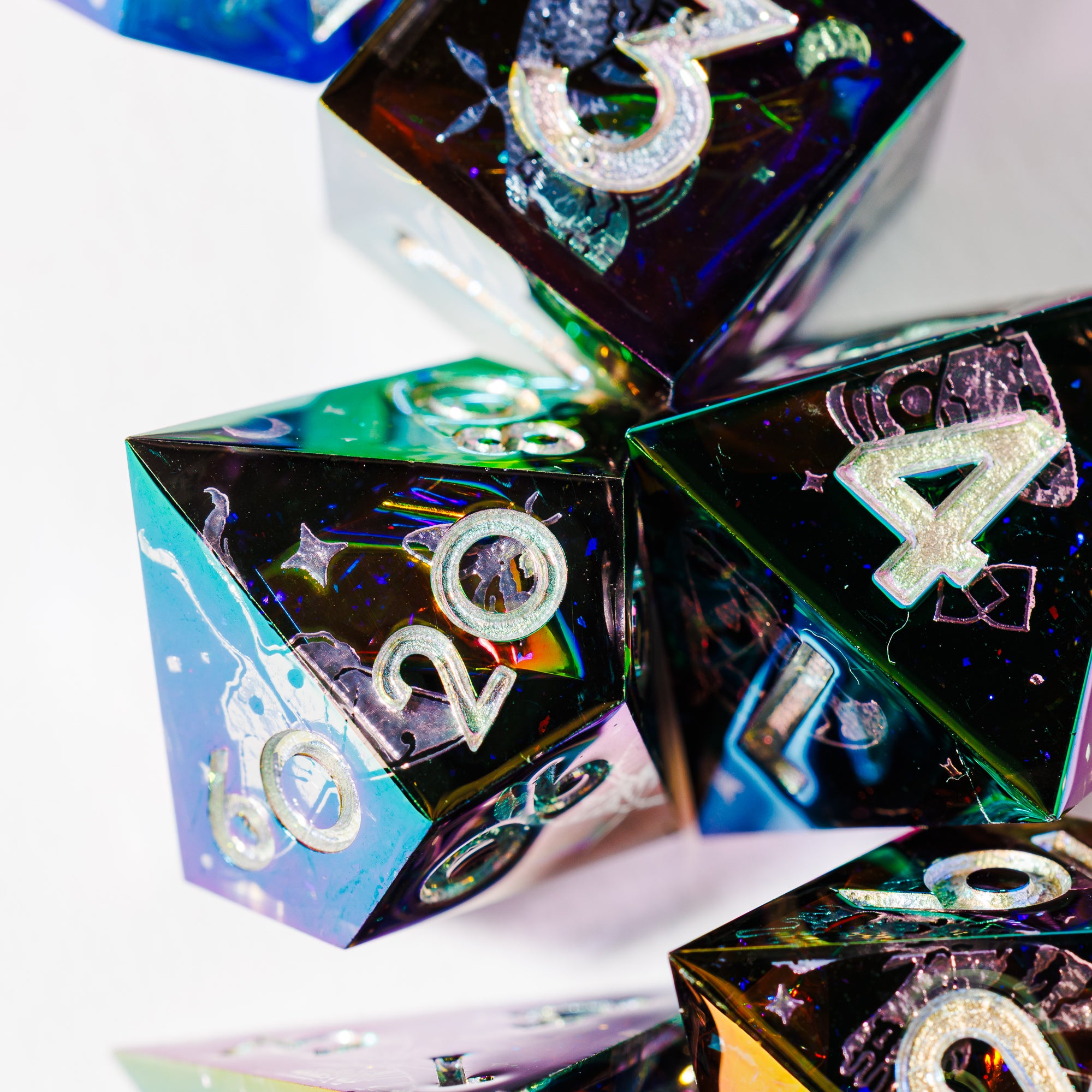 Dusk Moth 7-Piece Iridescent Dice Set - Dispel Dice - Premium DnD Dice & Accessories # #
