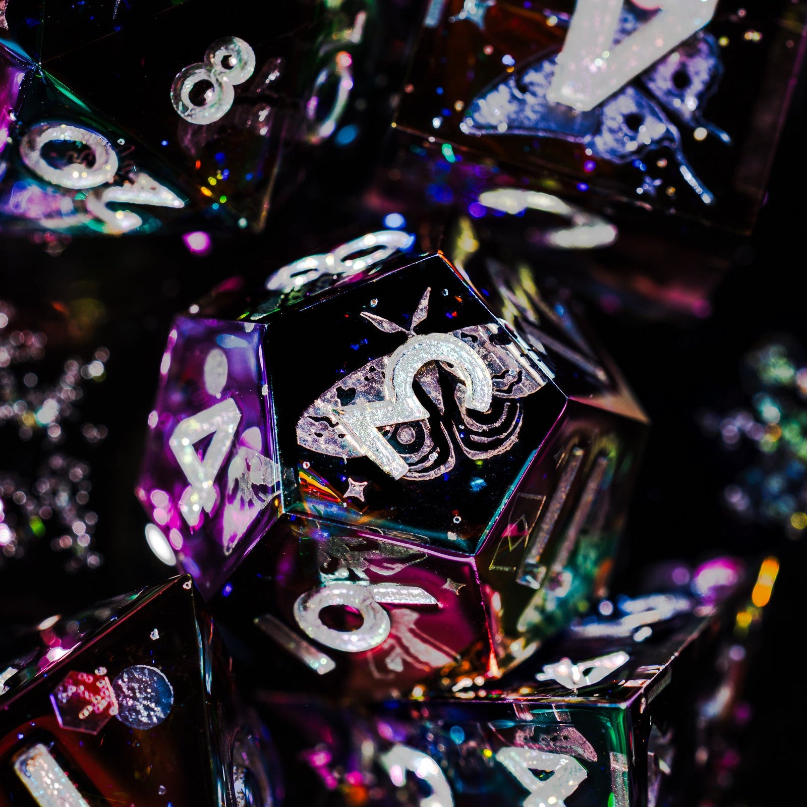 Dusk Moth 7-Piece Iridescent Dice Set - Dispel Dice - Premium DnD Dice & Accessories # #