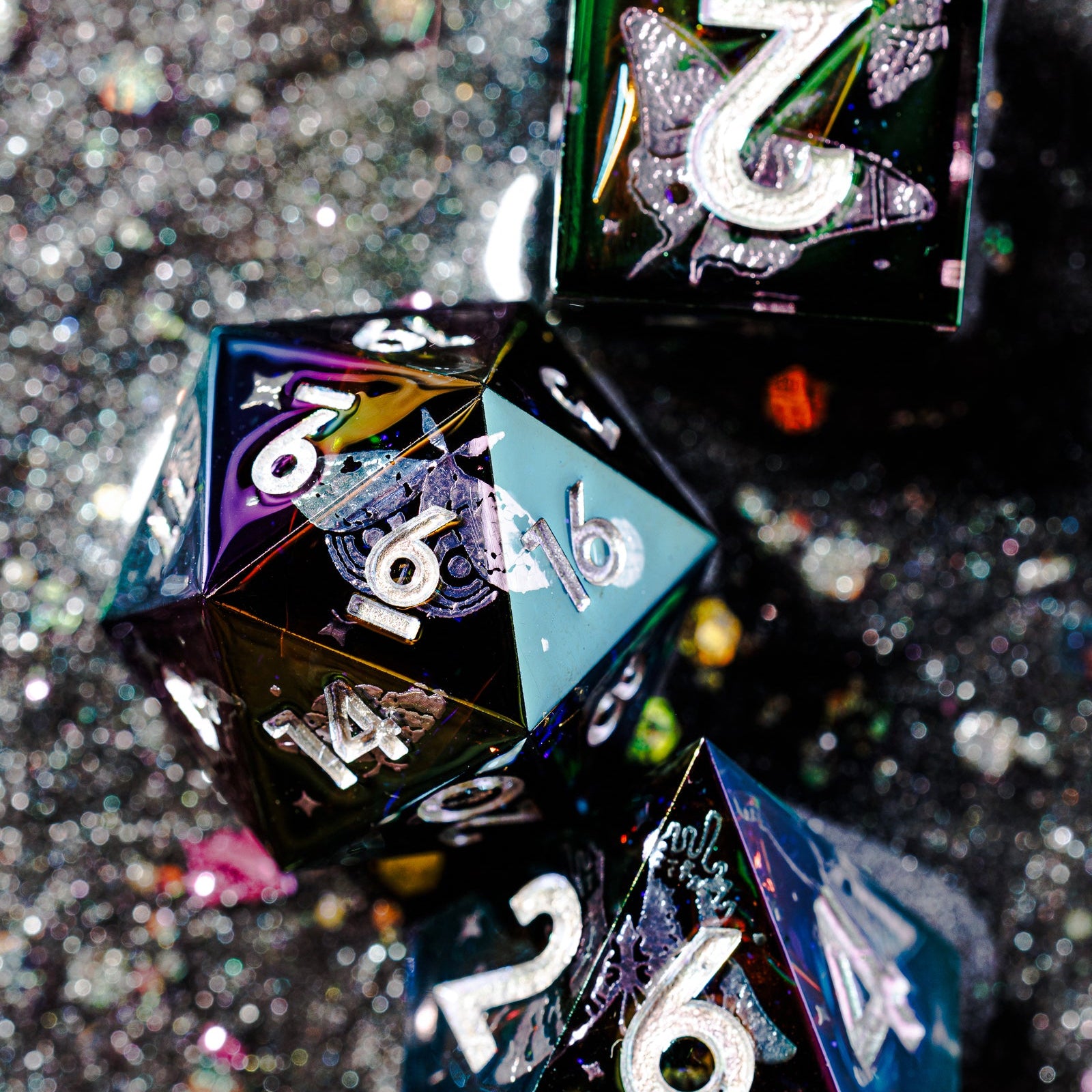 Dusk Moth 7-Piece Iridescent Dice Set - Dispel Dice - Premium DnD Dice & Accessories # #
