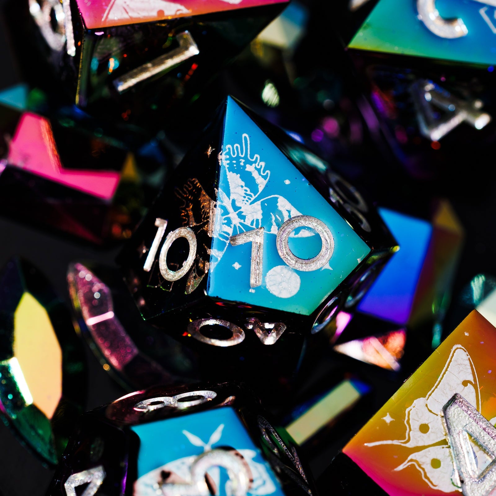 Dusk Moth 7-Piece Iridescent Dice Set - Dispel Dice - Premium DnD Dice & Accessories # #