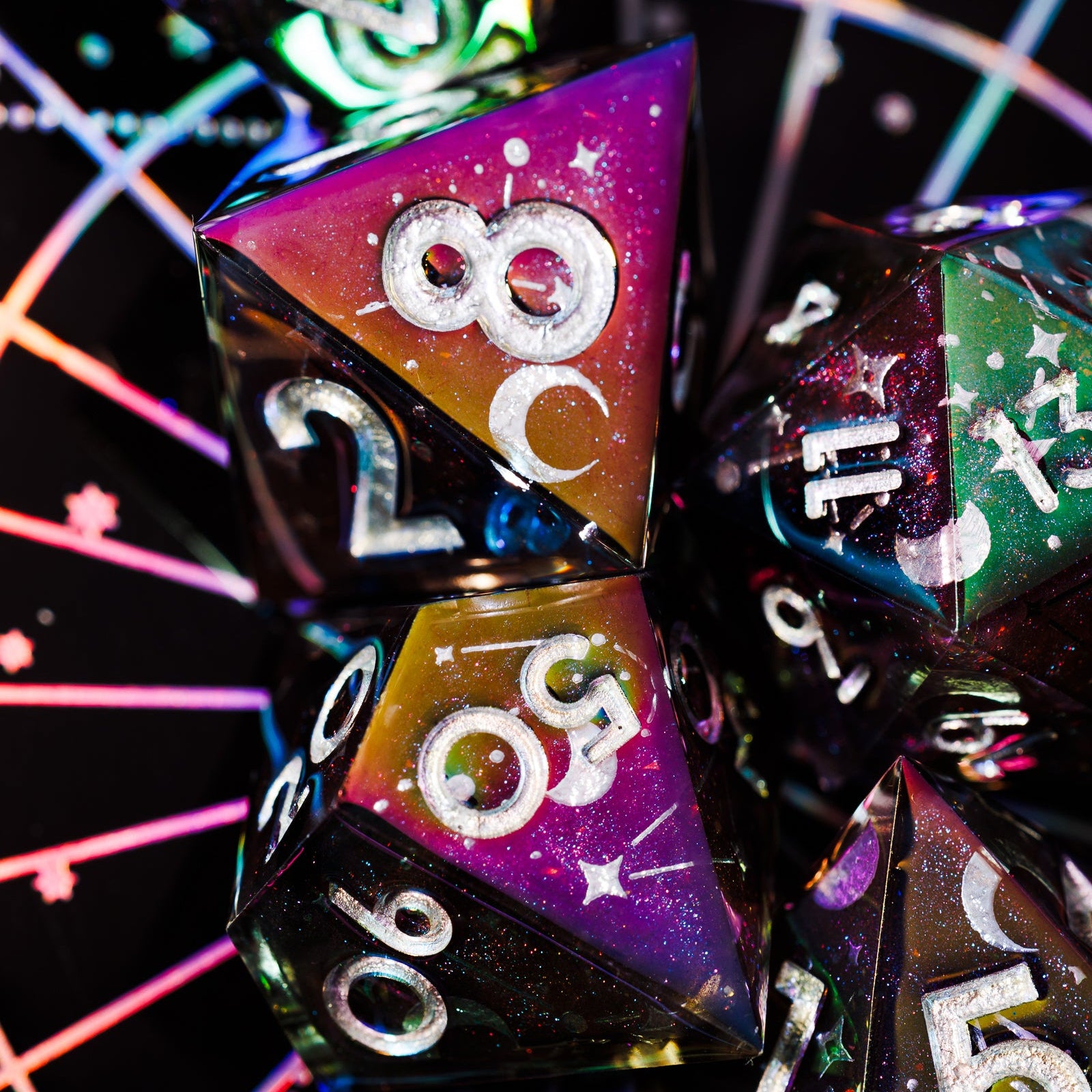 Celestial Sphere 7-Piece Iridescent Dice Set - Dispel Dice - Premium DnD Dice & Accessories # #