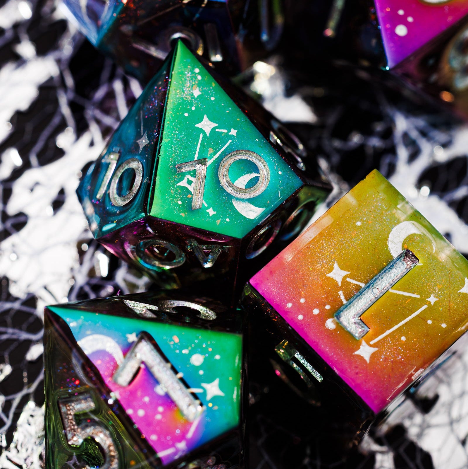 Celestial Sphere 7-Piece Iridescent Dice Set - Dispel Dice - Premium DnD Dice & Accessories # #