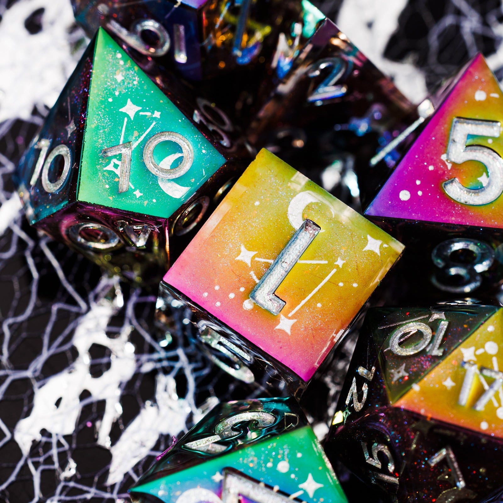 Celestial Sphere 7-Piece Iridescent Dice Set - Dispel Dice - Premium DnD Dice & Accessories # #