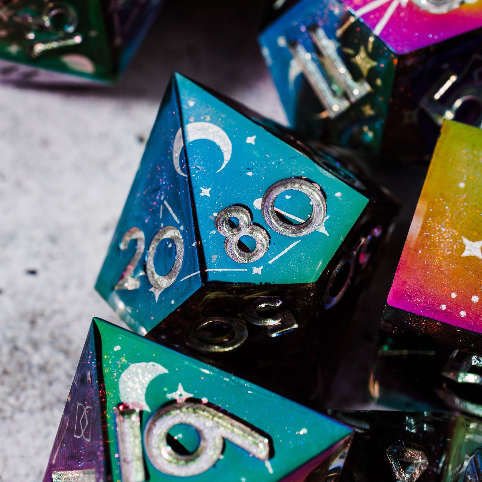 Celestial Sphere 7-Piece Iridescent Dice Set - Dispel Dice - Premium DnD Dice & Accessories # #