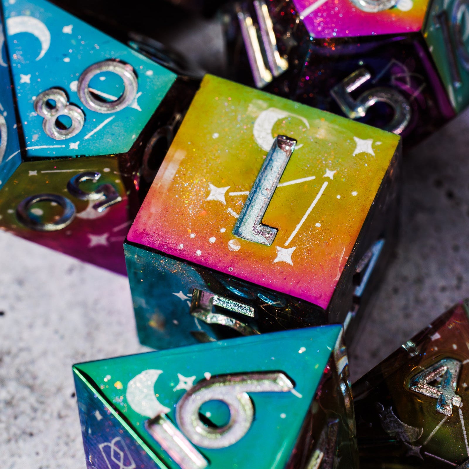 Celestial Sphere 7-Piece Iridescent Dice Set - Dispel Dice - Premium DnD Dice & Accessories # #