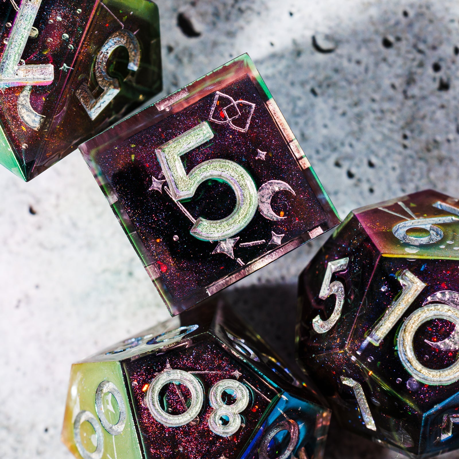 Celestial Sphere 7-Piece Iridescent Dice Set - Dispel Dice - Premium DnD Dice & Accessories # #