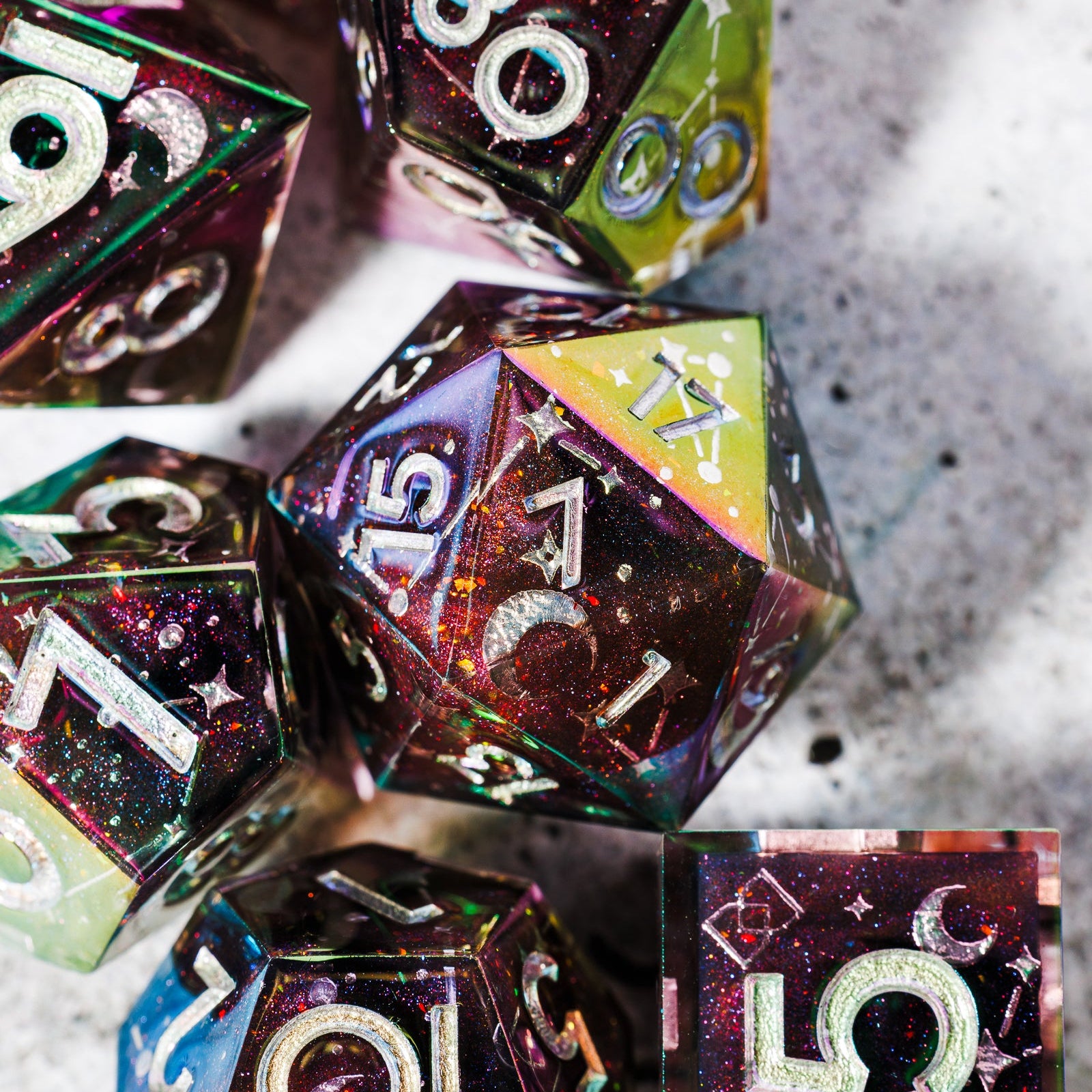 Celestial Sphere 7-Piece Iridescent Dice Set - Dispel Dice - Premium DnD Dice & Accessories # #