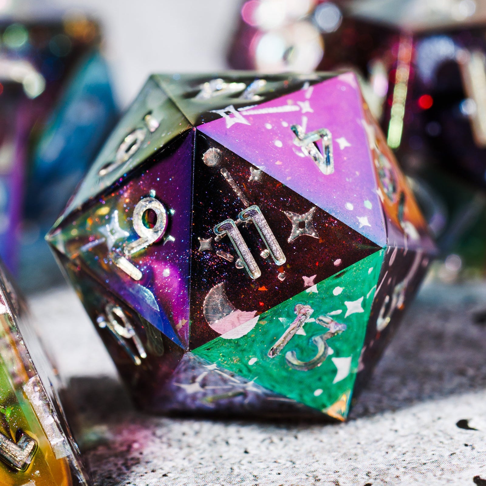 Celestial Sphere 7-Piece Iridescent Dice Set - Dispel Dice - Premium DnD Dice & Accessories # #