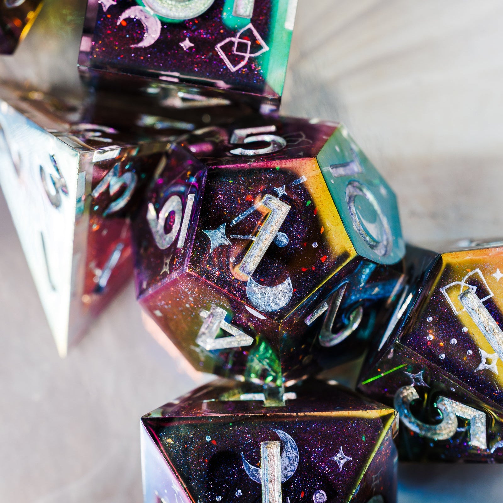 Celestial Sphere 7-Piece Iridescent Dice Set - Dispel Dice - Premium DnD Dice & Accessories # #