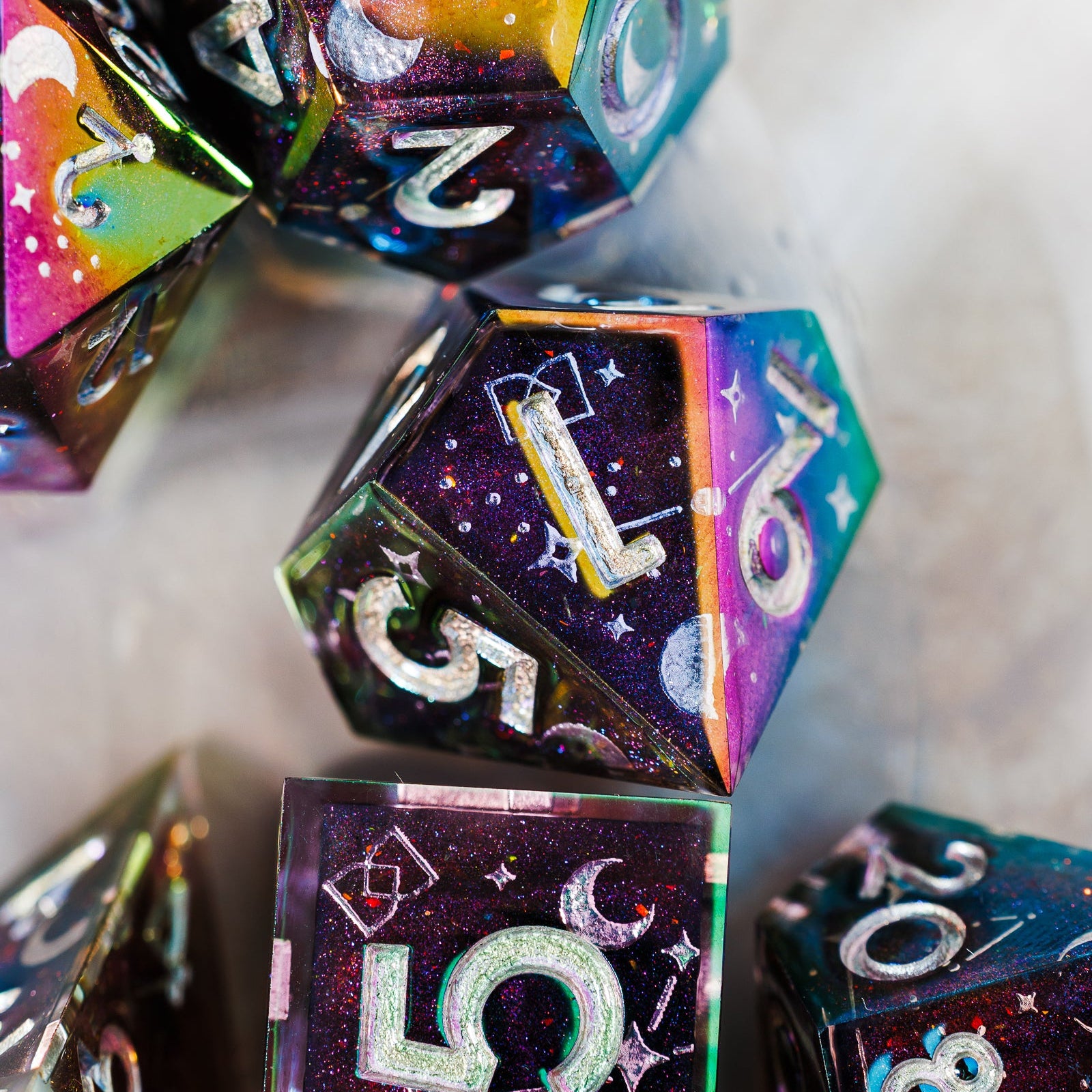Celestial Sphere 7-Piece Iridescent Dice Set - Dispel Dice - Premium DnD Dice & Accessories # #