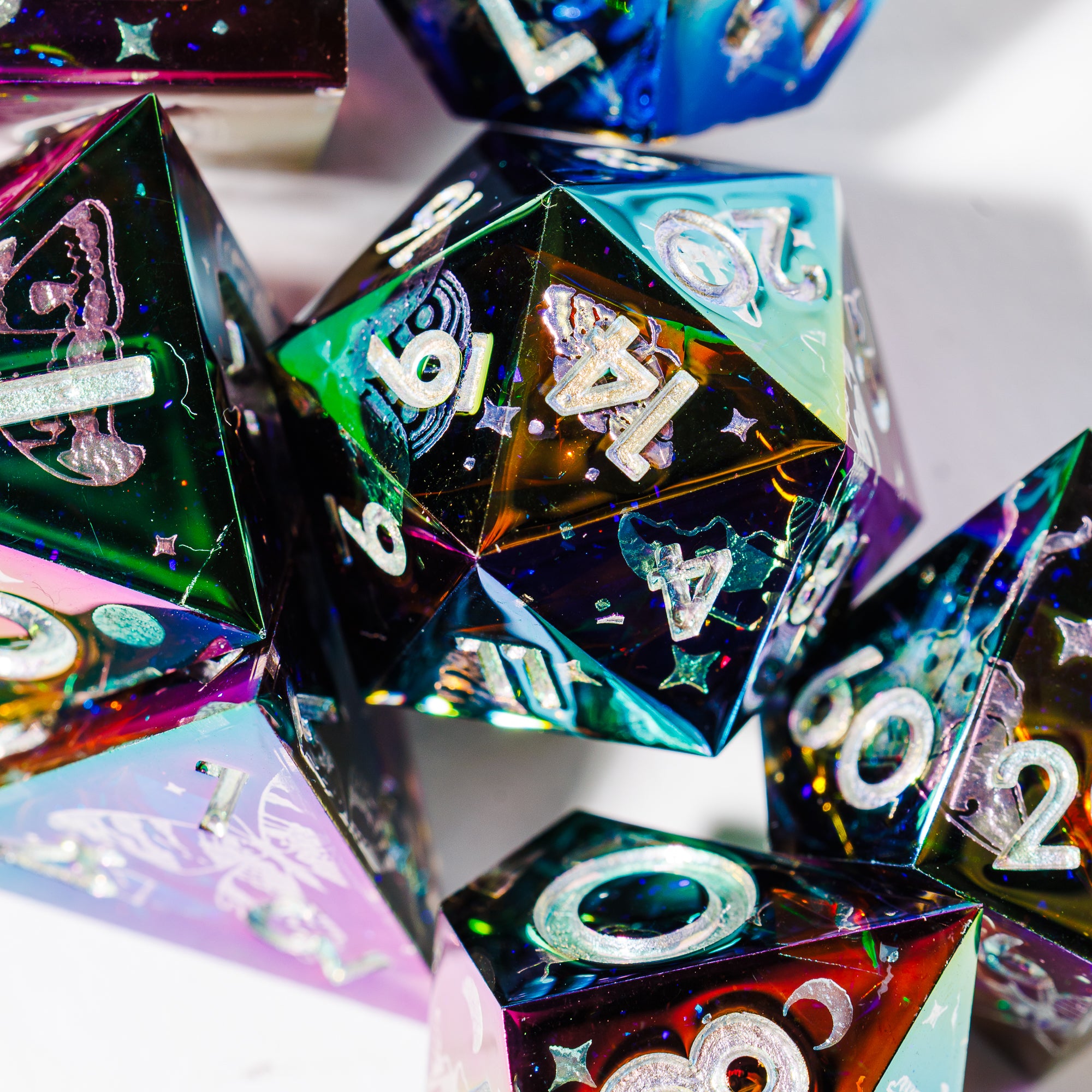Dusk Moth 7-Piece Iridescent Dice Set - Dispel Dice - Premium DnD Dice & Accessories # #