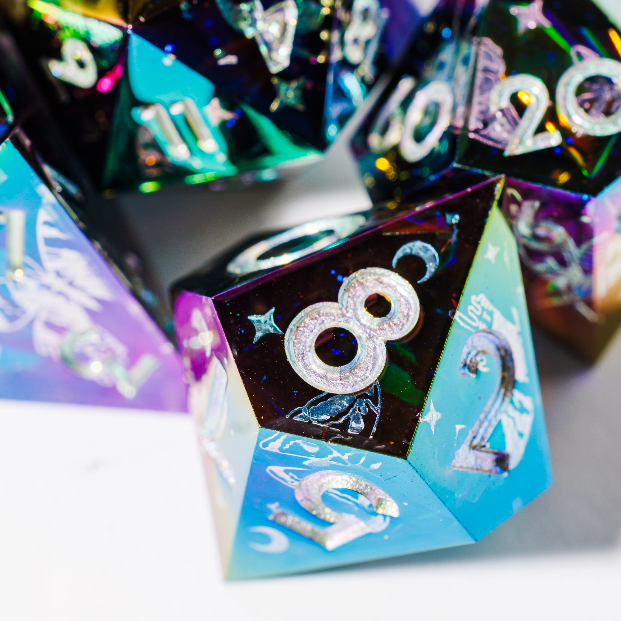 Dusk Moth 7-Piece Iridescent Dice Set - Dispel Dice - Premium DnD Dice & Accessories # #