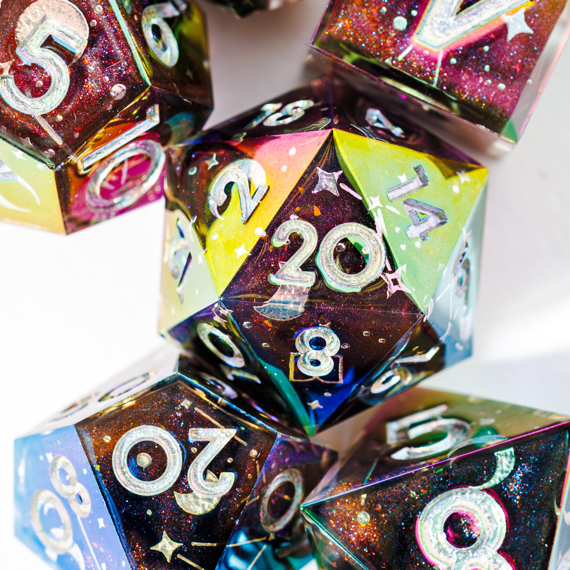 Celestial Sphere 7-Piece Iridescent Dice Set - Dispel Dice - Premium DnD Dice & Accessories # #