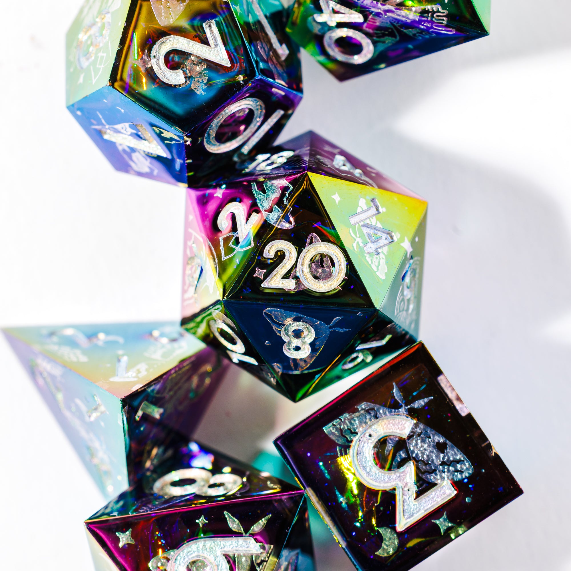 Dusk Moth 7-Piece Iridescent Dice Set - Dispel Dice - Premium DnD Dice & Accessories # #