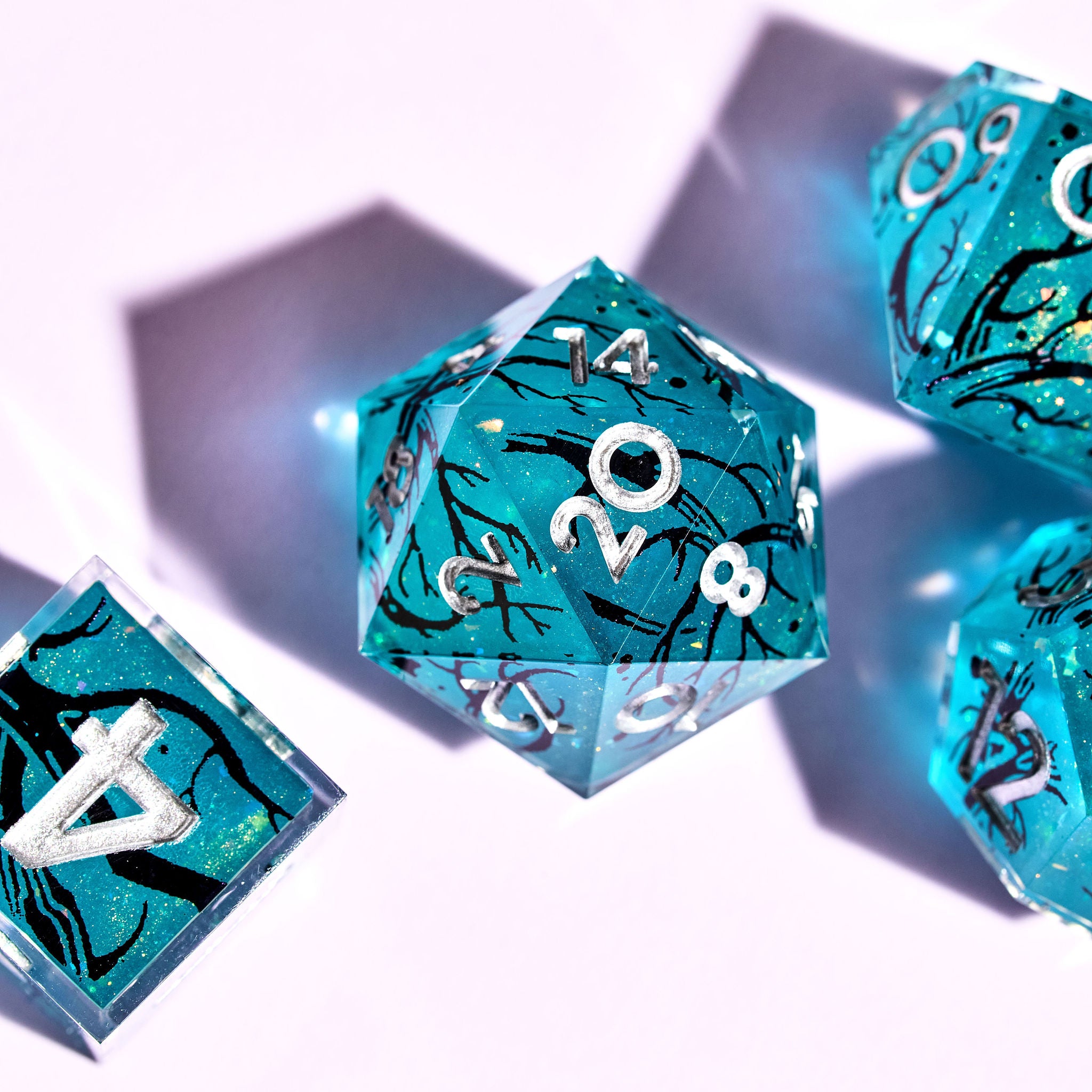 Ancient Wood 7-Piece Iconic Dice Set - Dispel Dice - Premium DnD Dice & Accessories # #