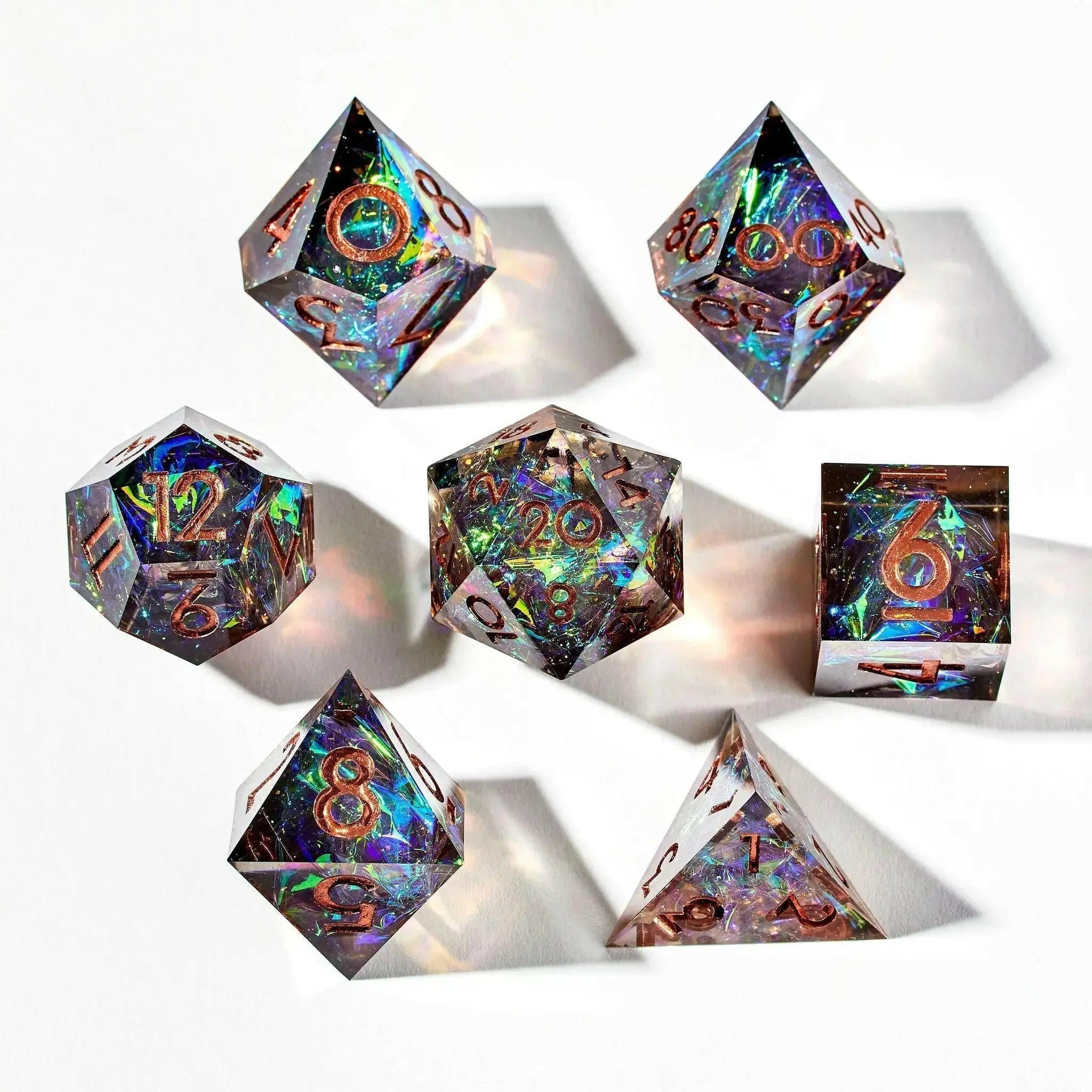 Black Emerald 7-Piece Polyhedral Dice Set - Dispel Dice - Premium DnD Dice & Accessories