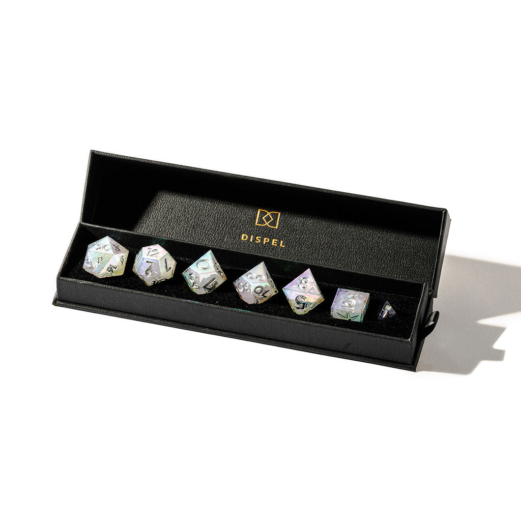 Quicksilver 7-Piece Iridescent Iconic Dice Set - Dispel Dice - Premium DnD Dice & Accessories # #