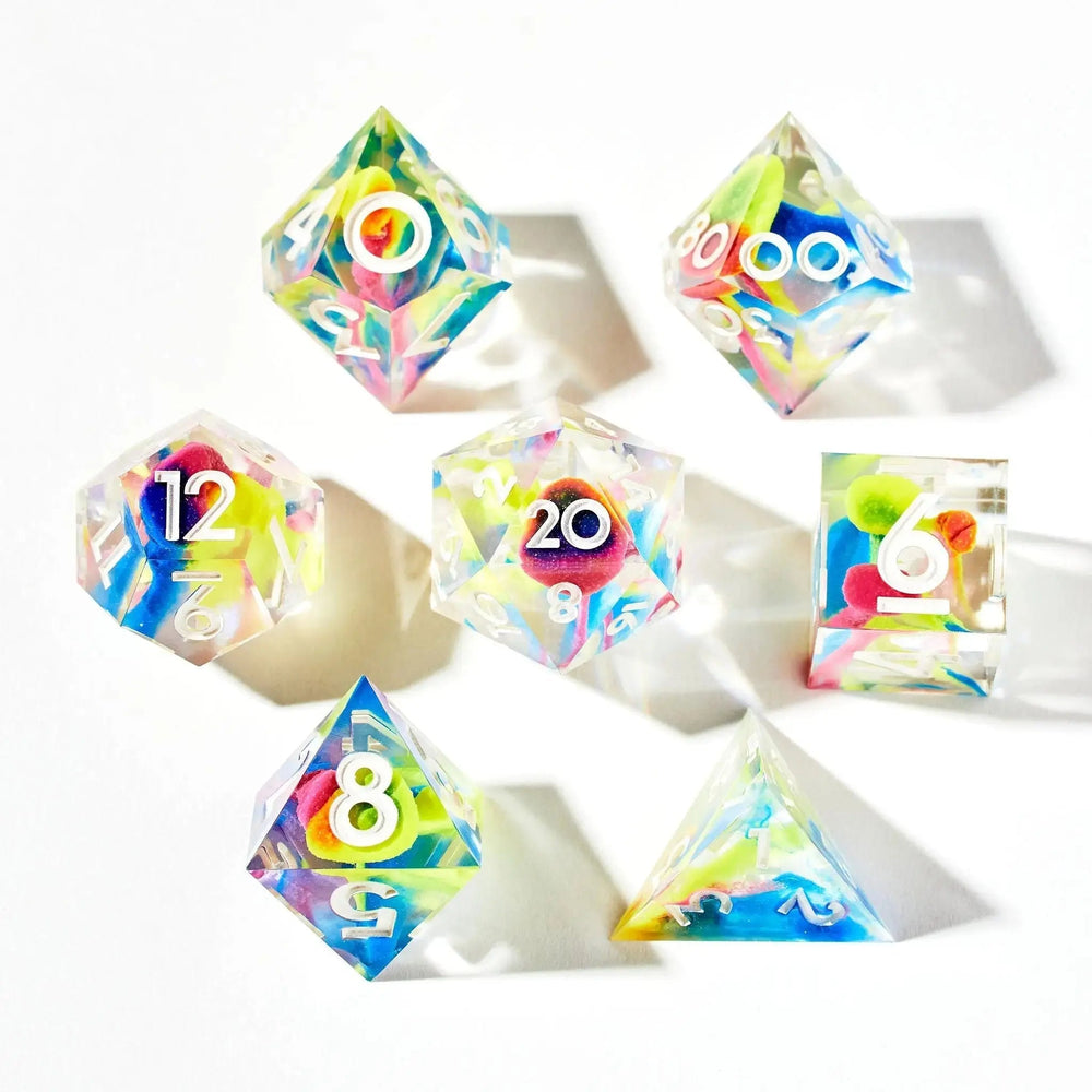Color Spray 7-Piece Polyhedral Dice Set - Dispel Dice - Premium DnD Dice & Accessories