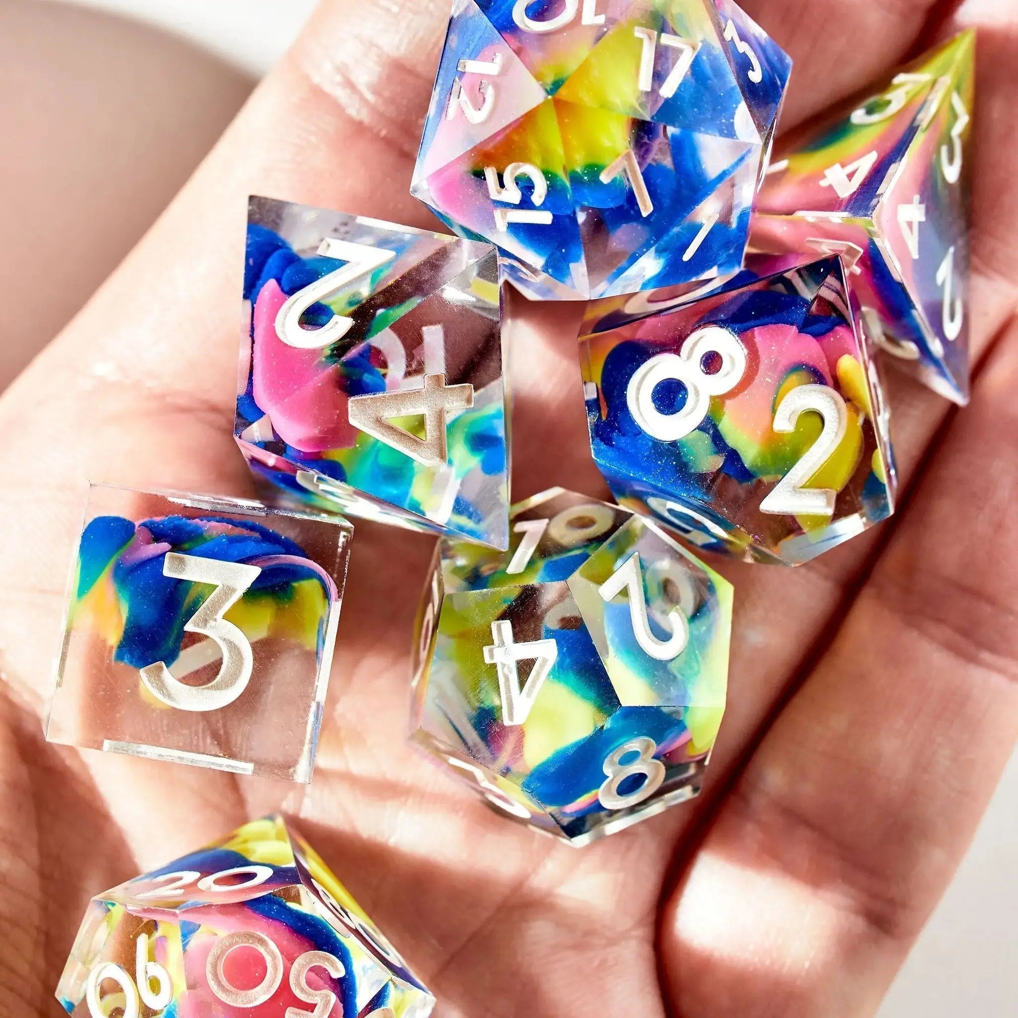 Color Spray 7-Piece Polyhedral Dice Set - Dispel Dice - Premium DnD Dice & Accessories