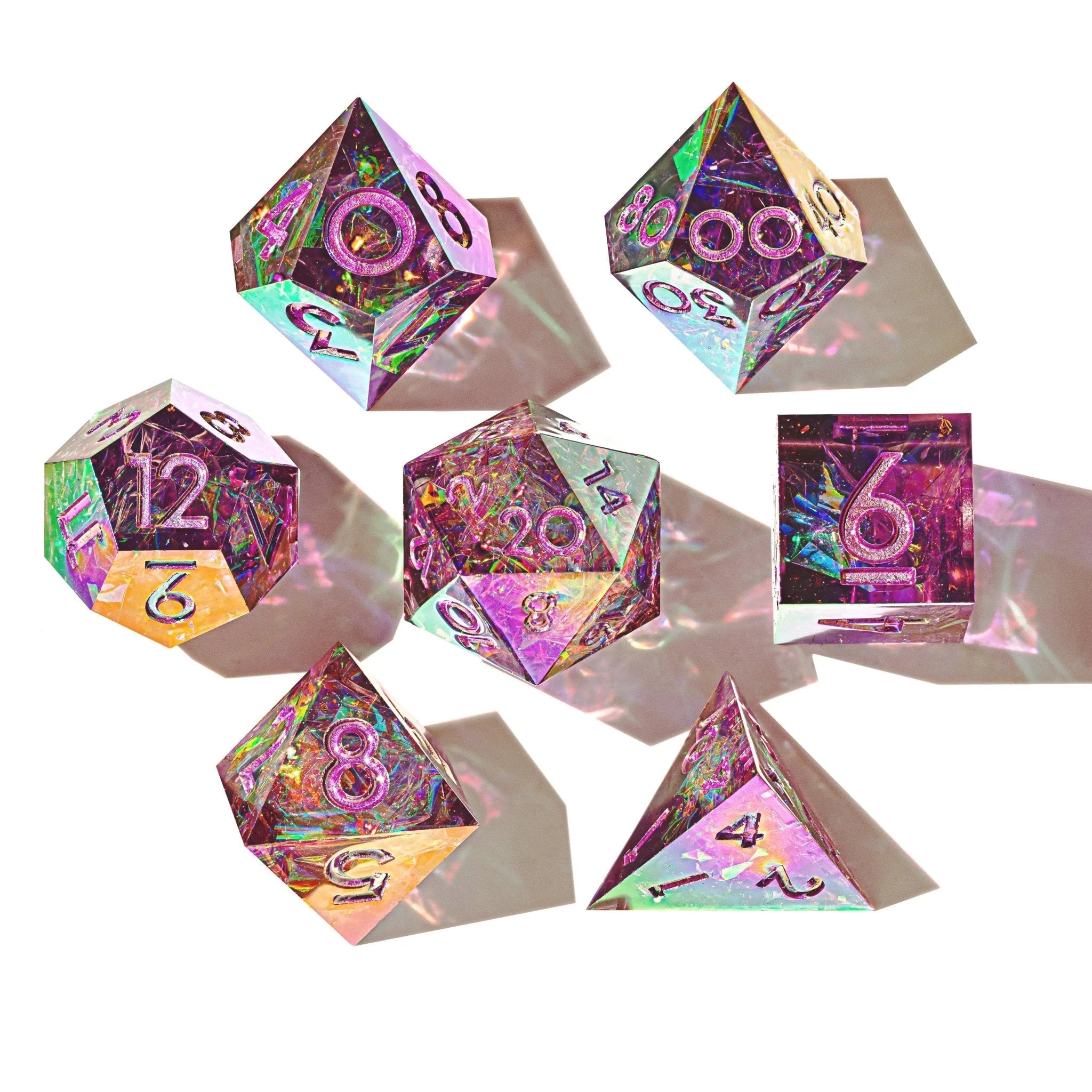Confession 7-Piece Iridescent Dice Set - Dispel Dice - Premium DnD Dice & Accessories