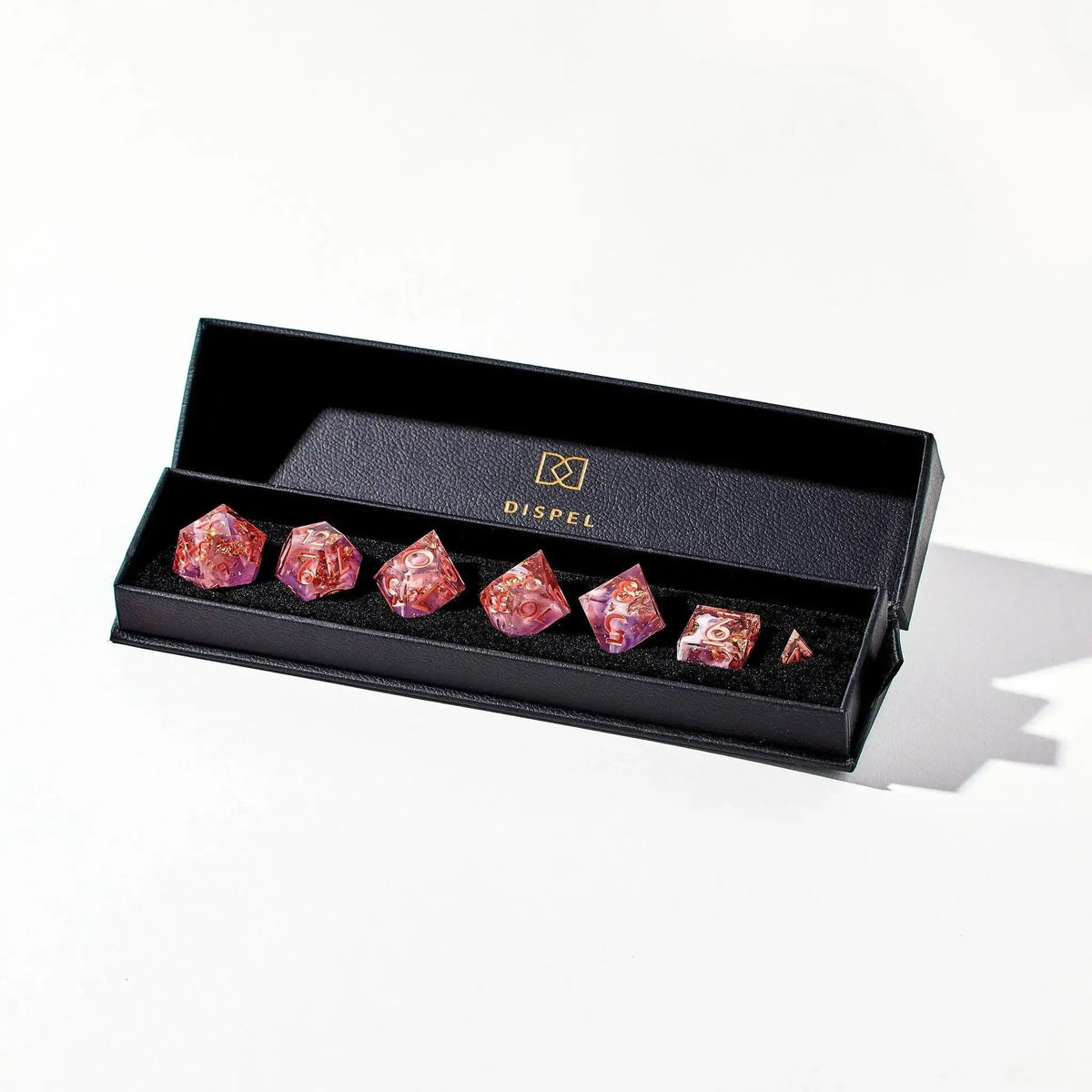 Coral Rose 7-Piece Polyhedral Dice Set - Dispel Dice - Premium DnD Dice & Accessories