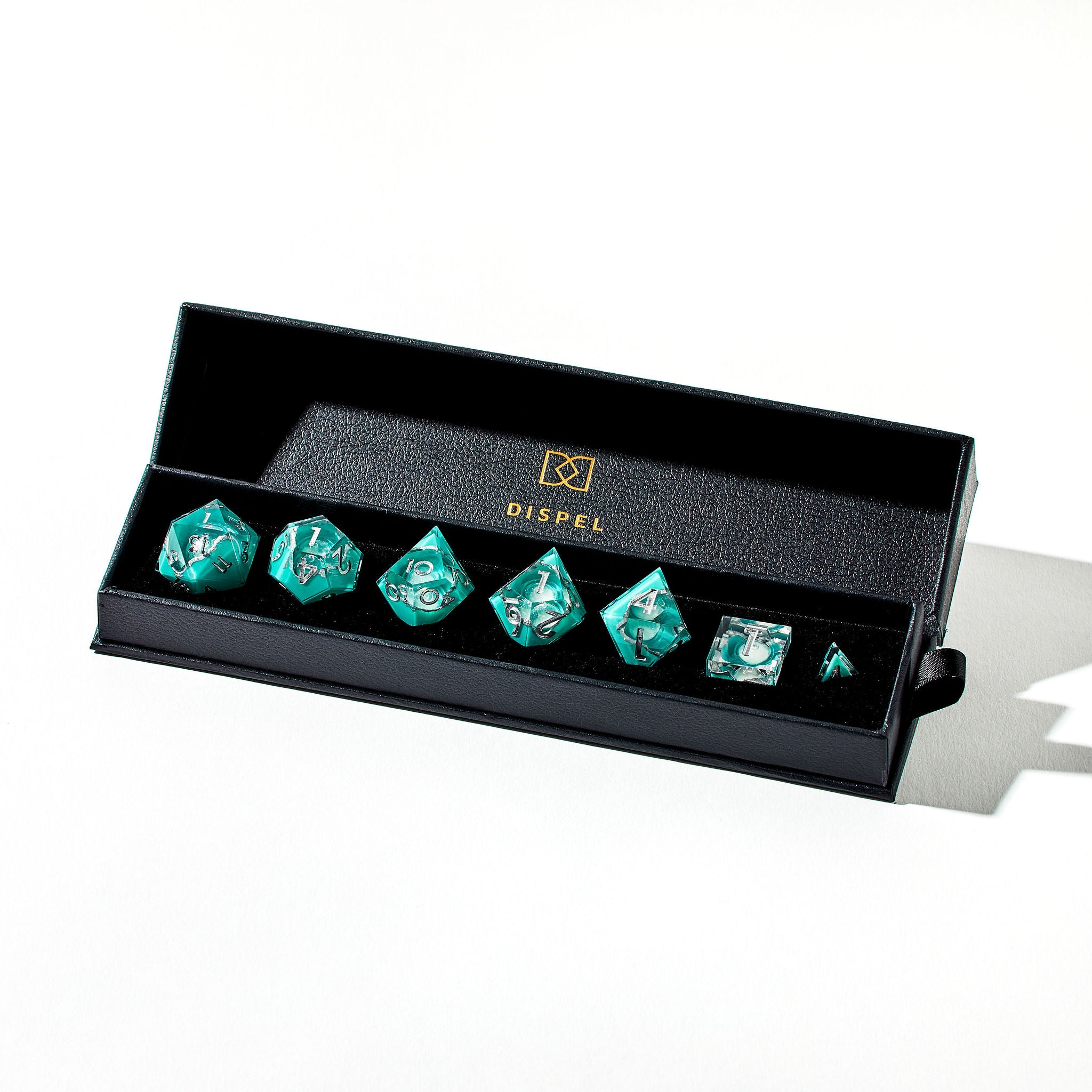 Crystal Cove 7-Piece Liquid Core Dice Set - Dispel Dice - Premium DnD Dice & Accessories # #