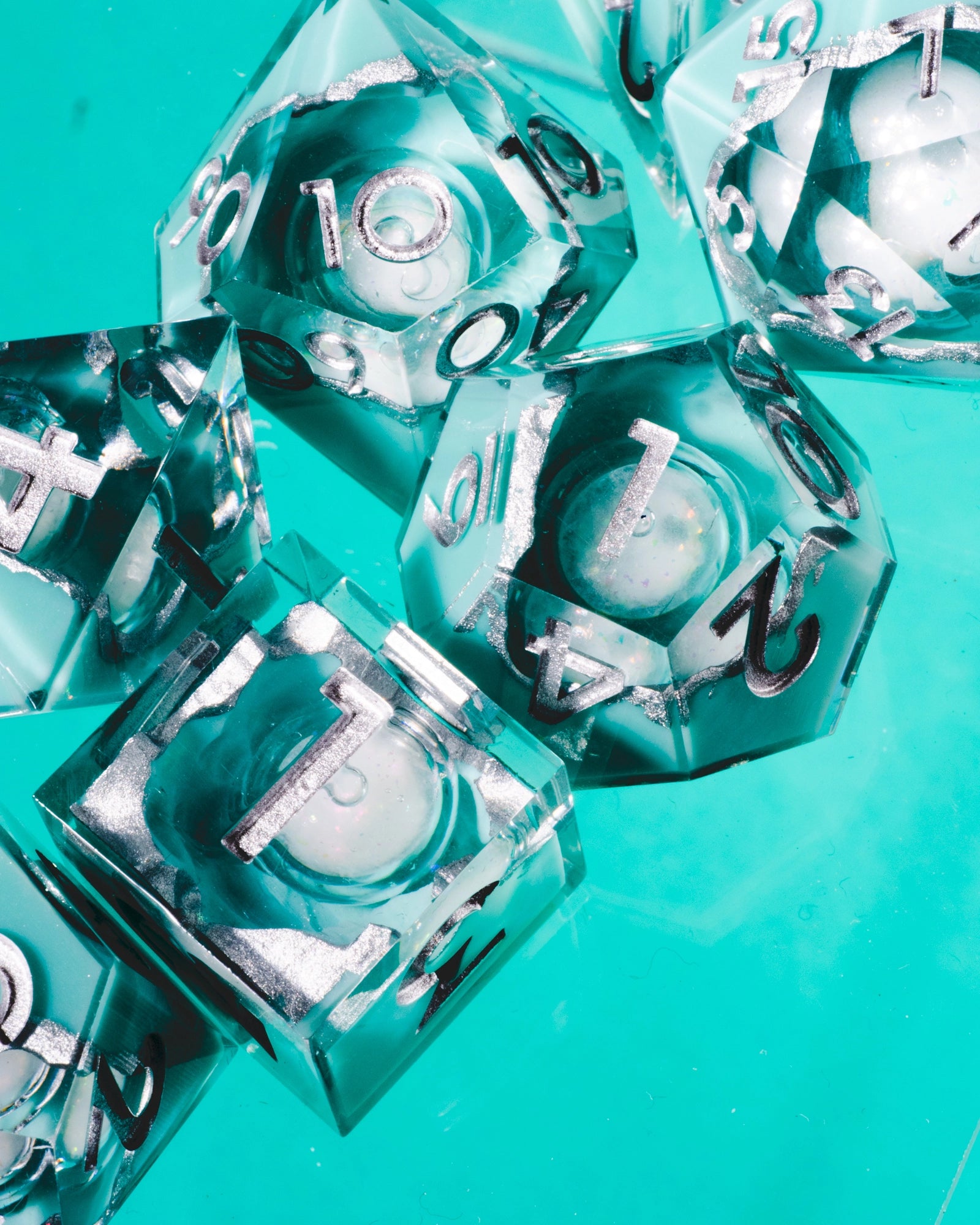 Crystal Cove 7-Piece Liquid Core Dice Set - Dispel Dice - Premium DnD Dice & Accessories # #
