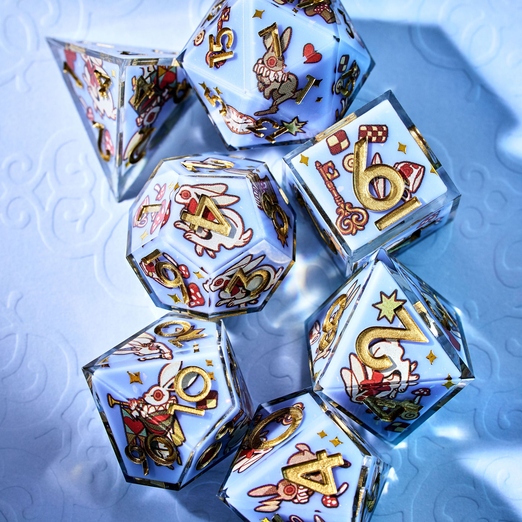 Down the Rabbit Hole 7-Piece Iconic Dice Set - Dispel Dice - Premium DnD Dice & Accessories # #