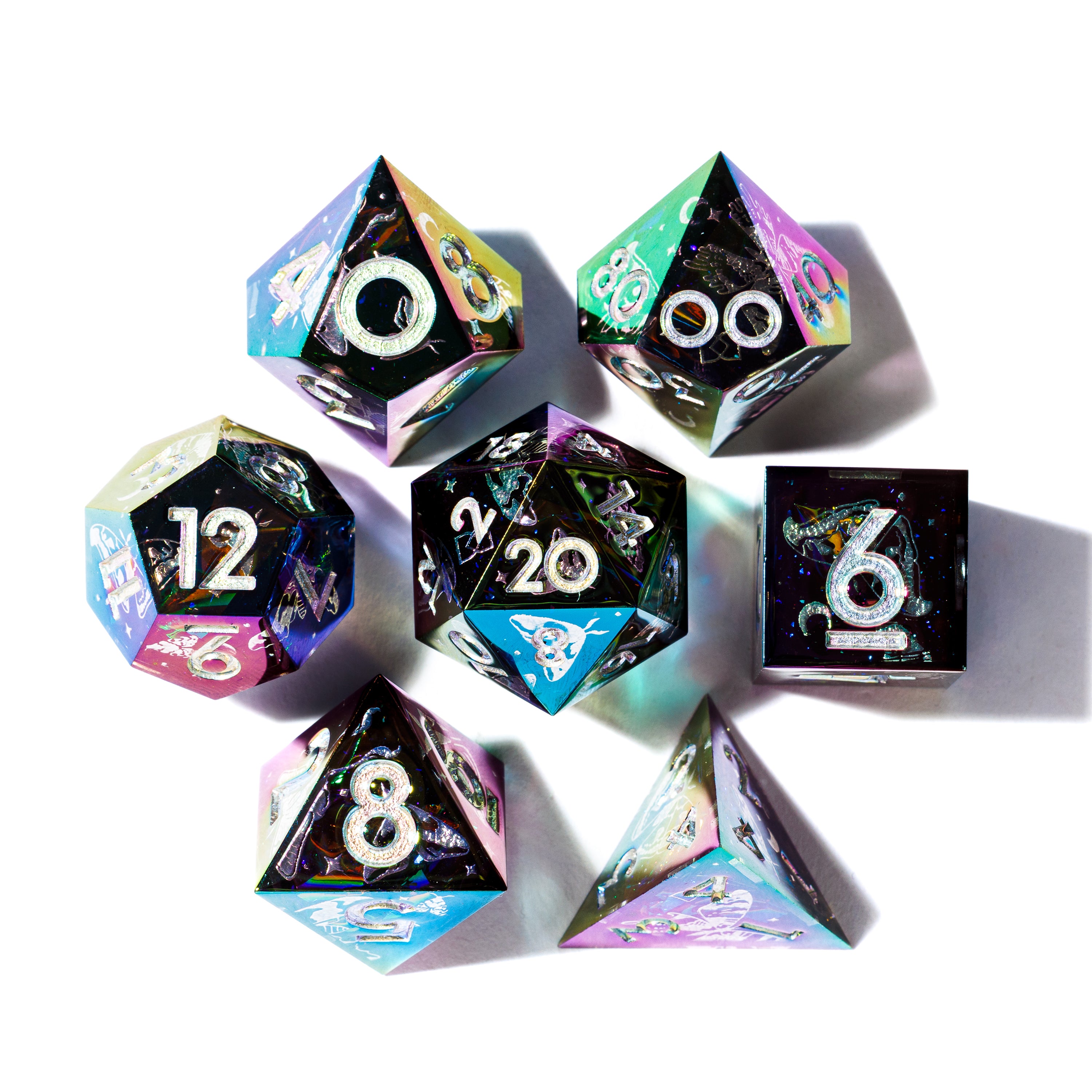 Dusk Moth 7-Piece Iridescent Dice Set - Dispel Dice - Premium DnD Dice & Accessories # #