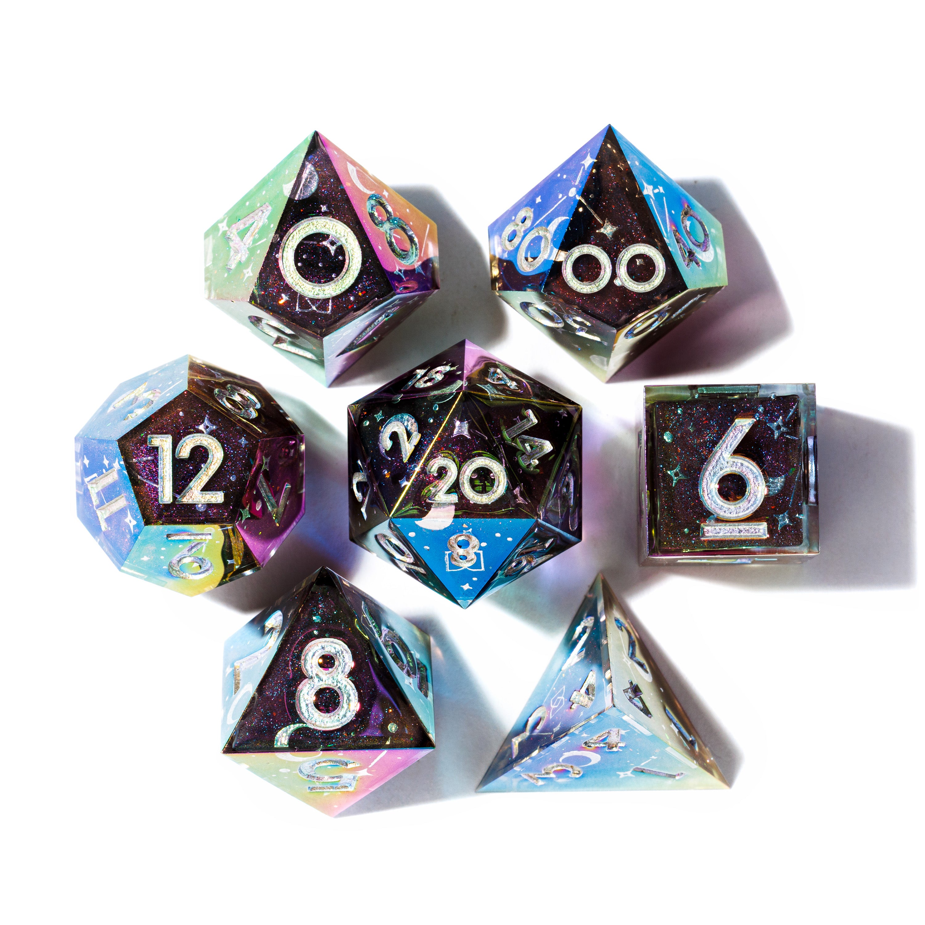 Celestial Sphere 7-Piece Iridescent Dice Set - Dispel Dice - Premium DnD Dice & Accessories # #