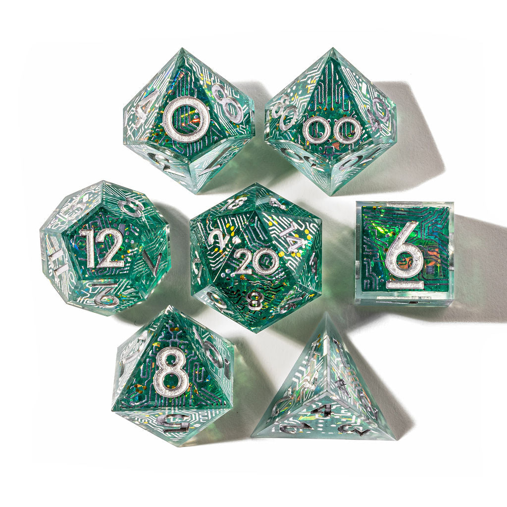 Electronic Dreams 7-Piece Iconic Dice Set