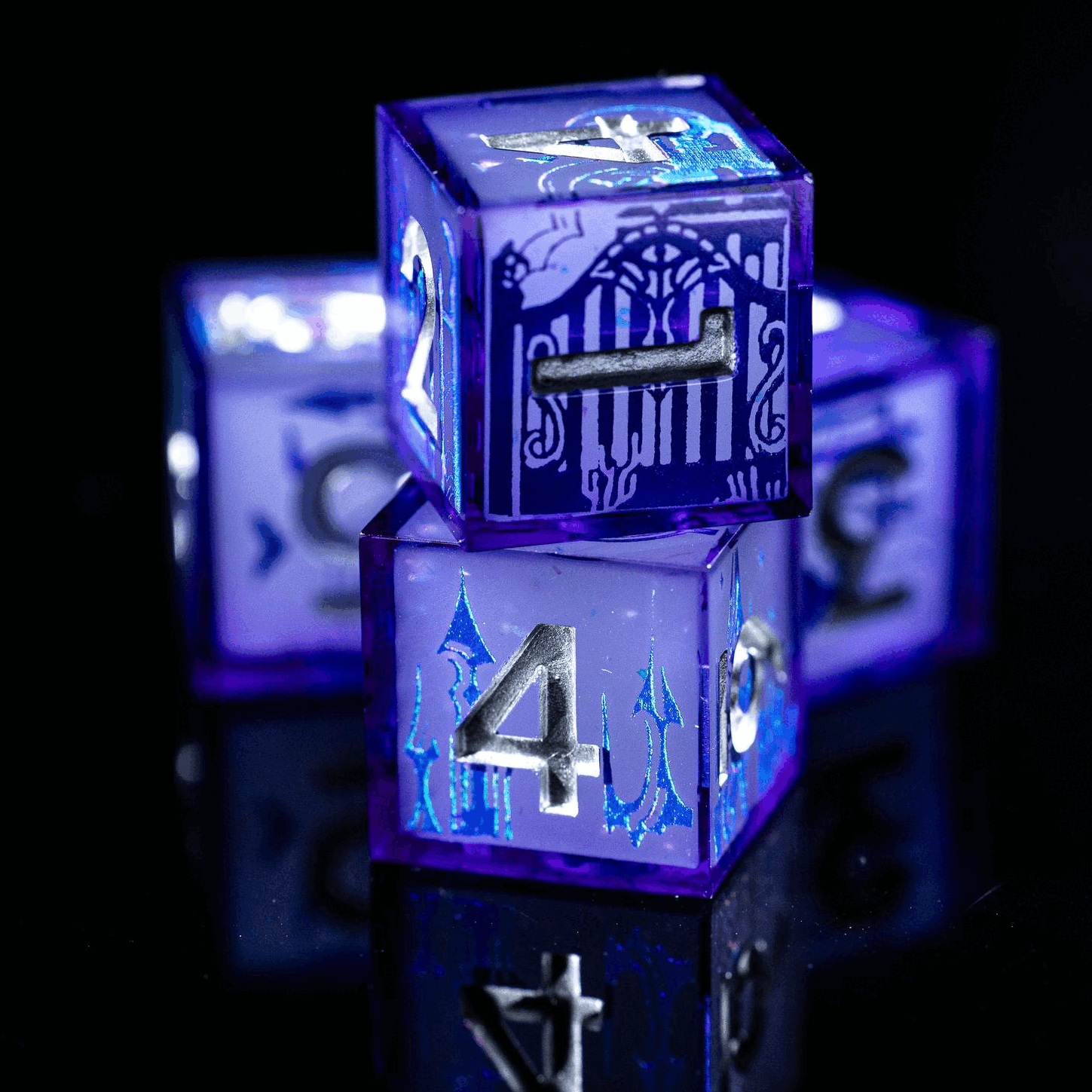 Haunted Landscapes 4-Piece Glow in the Dark Iconic D6 Dice Set