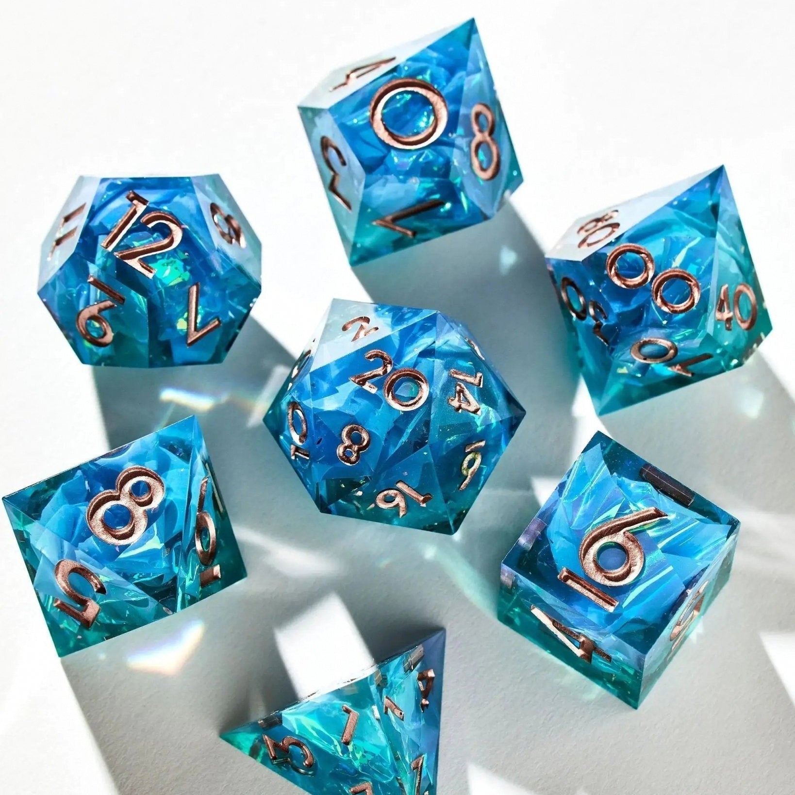 Faewater 7-Piece Polyhedral Dice Set - Dispel Dice - Premium DnD Dice & Accessories