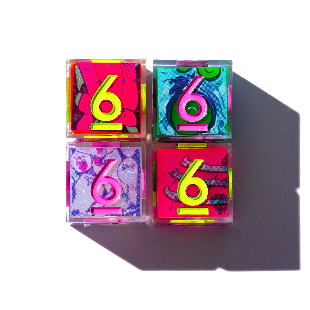 Dispel x Eat the Reich "Fluorescent Flesh" 4-Piece Iconic D6 Dice Set