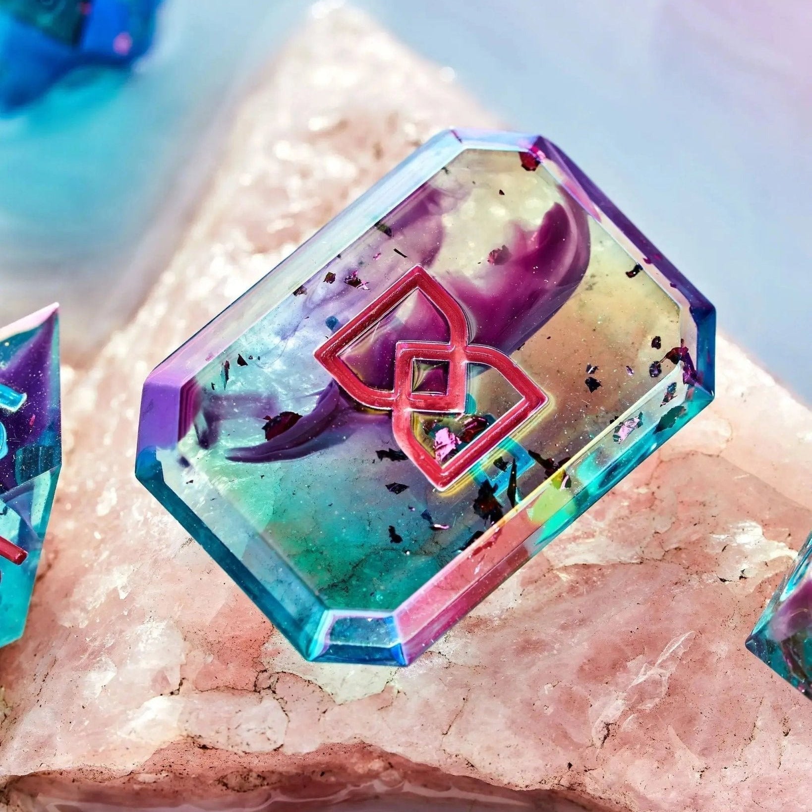 Fluorite Float 7-Piece Jewel Shaped Dice Set - Dispel Dice - Premium DnD Dice & Accessories
