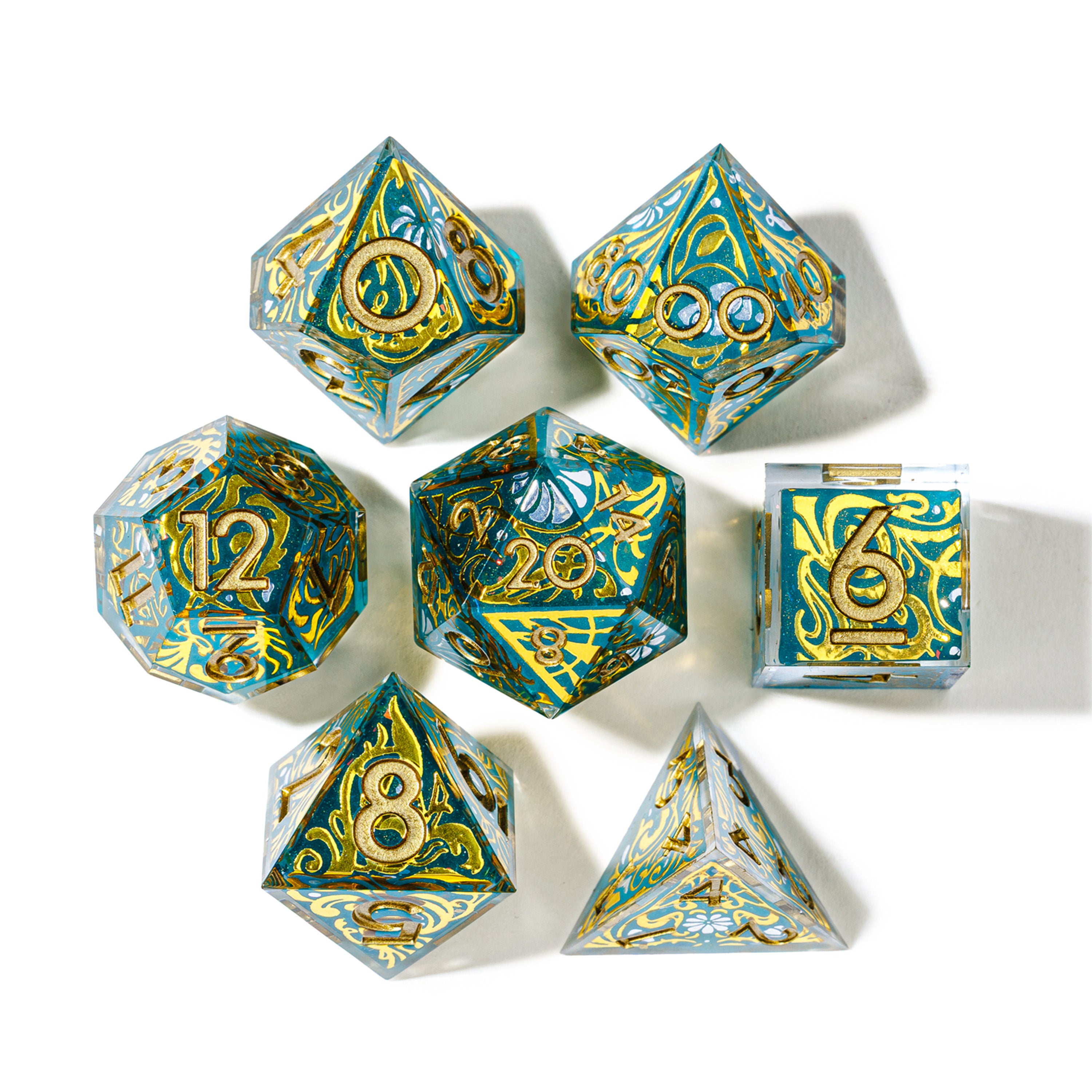 Gilded Portalis 7-Piece Iconic Dice Set