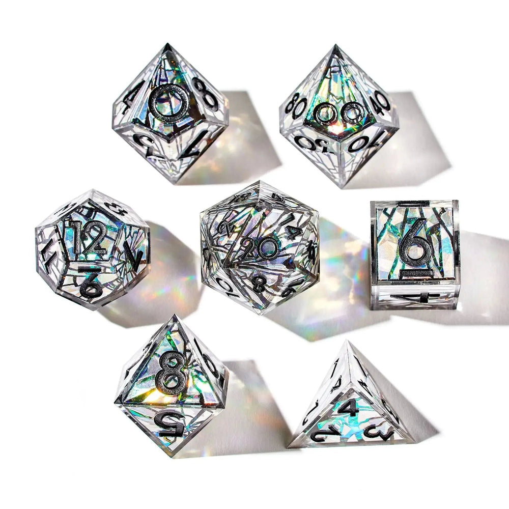 Heart of Glass 7-Piece Iconic Dice Set - Dispel Dice - Premium DnD Dice & Accessories