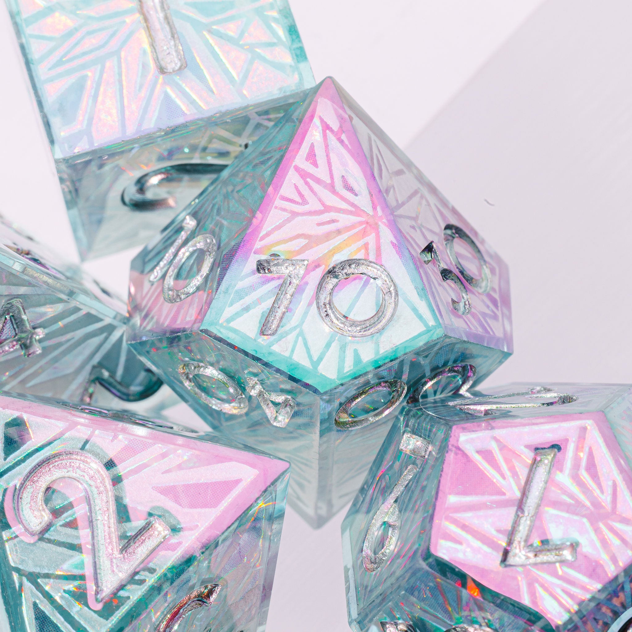 Glacier 7-Piece Iconic Iridescent Dice Set - Dispel Dice - Premium DnD Dice & Accessories # #