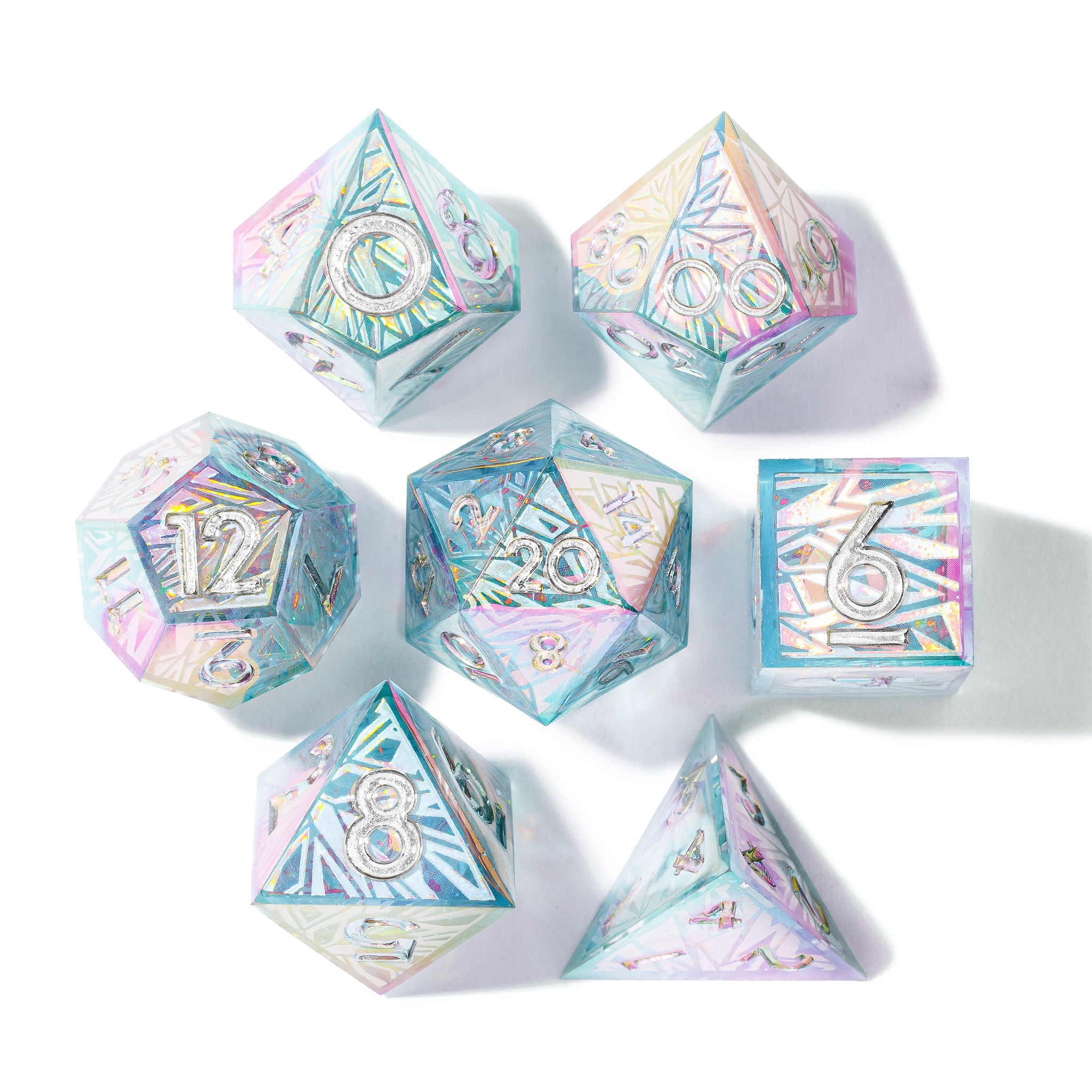 Glacier 7-Piece Iconic Iridescent Dice Set - Dispel Dice - Premium DnD Dice & Accessories # #