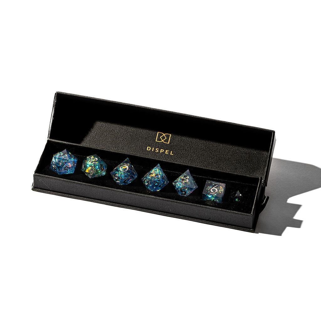 Sapphire Night 7-Piece Polyhedral Dice Set - Dispel Dice - Premium DnD Dice & Accessories # #