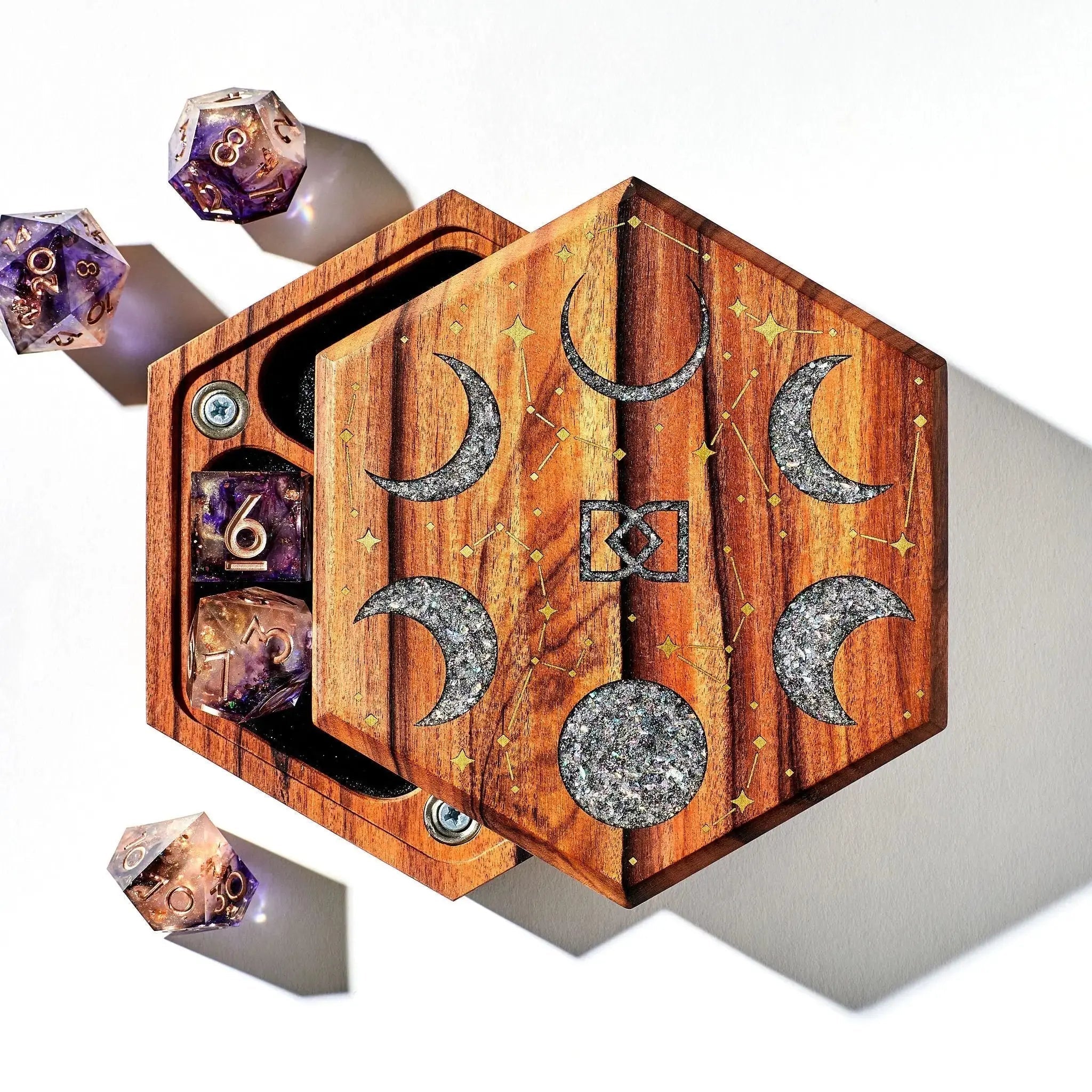 Lunar Tabletop Dice Vault in Bolivian Rosewood by Wyrmwood Gaming x Dispel Dice - Dispel Dice - Premium DnD Dice & Accessories