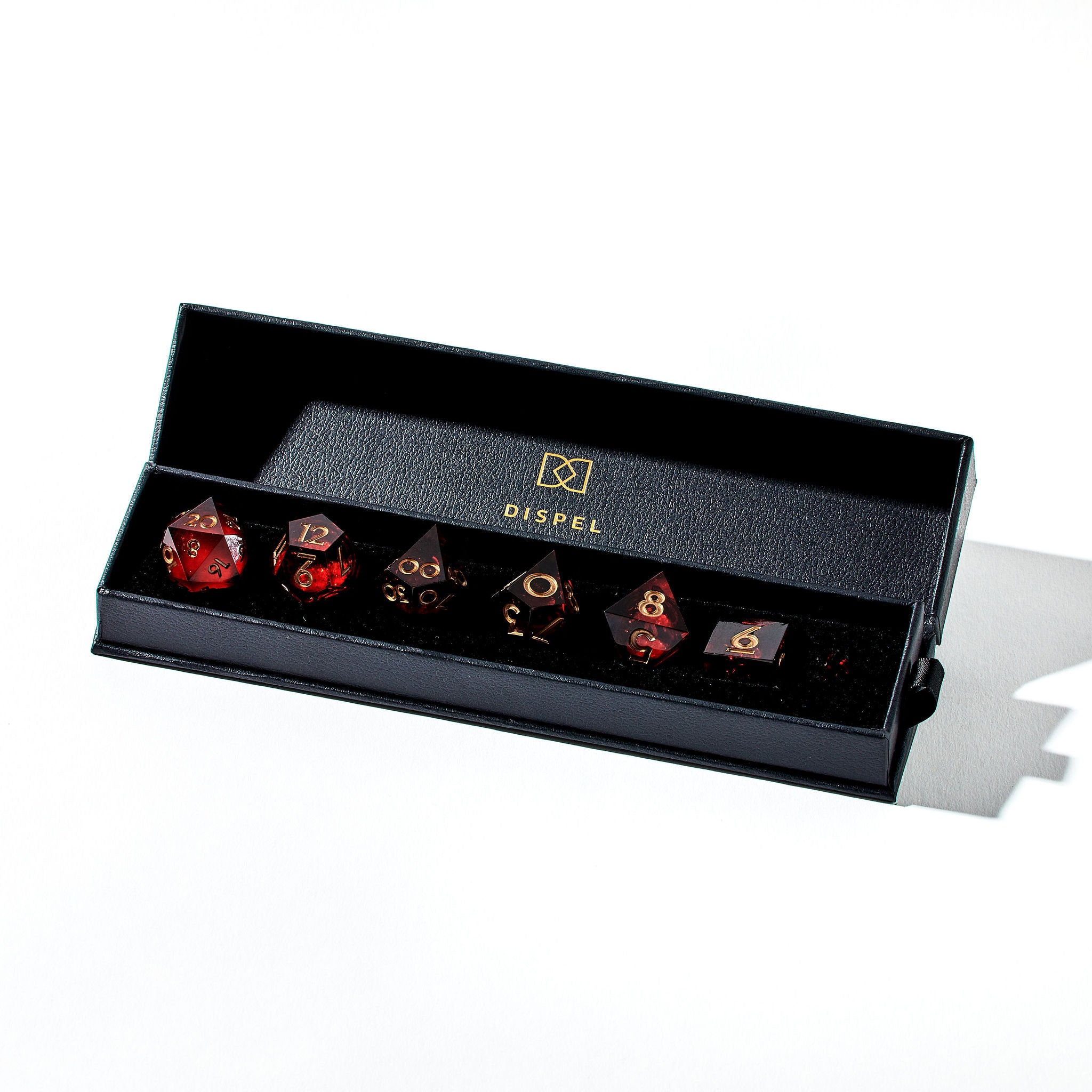Messmer's Flame 7-Piece Liquid Core Dice Set - Dispel Dice - Premium DnD Dice & Accessories # #