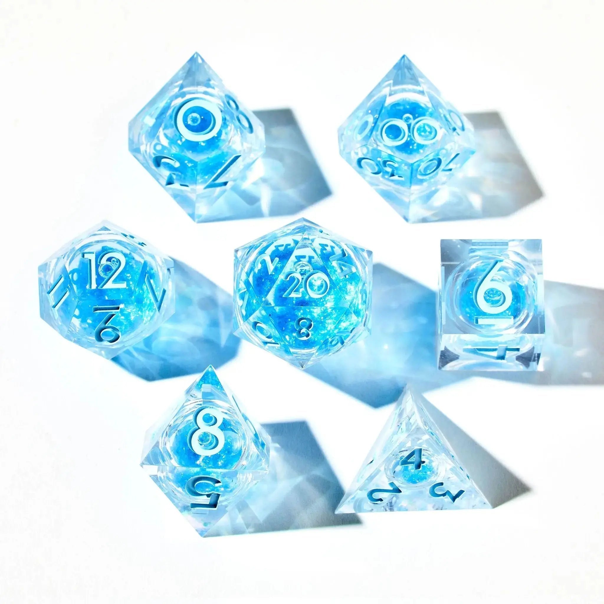 Moonwater 7-Piece Liquid Core Dice Set - Dispel Dice - Premium DnD Dice & Accessories