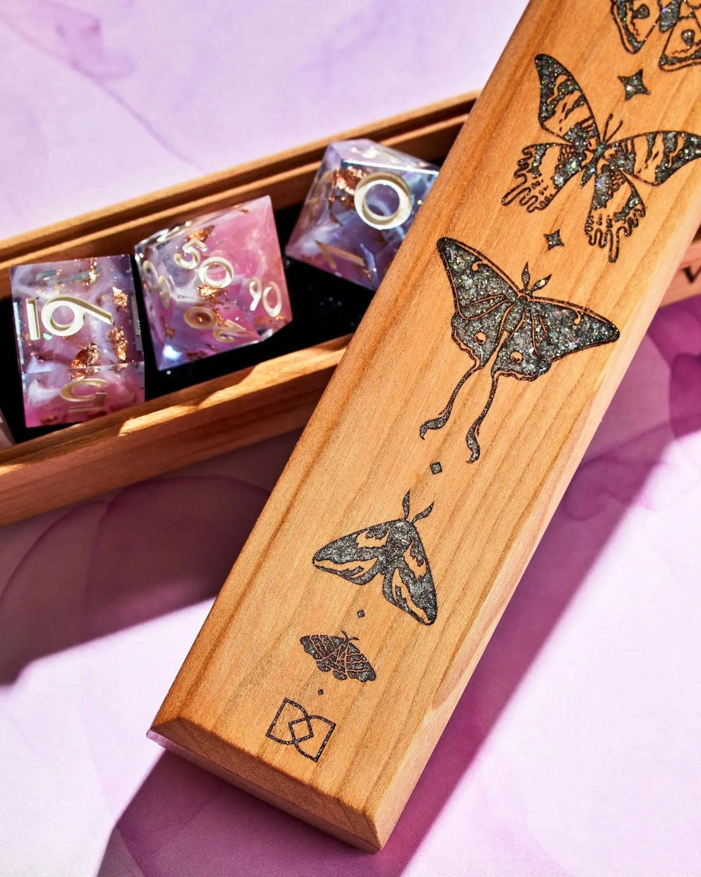 Moths Dice Vault in Cherry by Wyrmwood x Dispel - Dispel Dice - Premium DnD Dice & Accessories