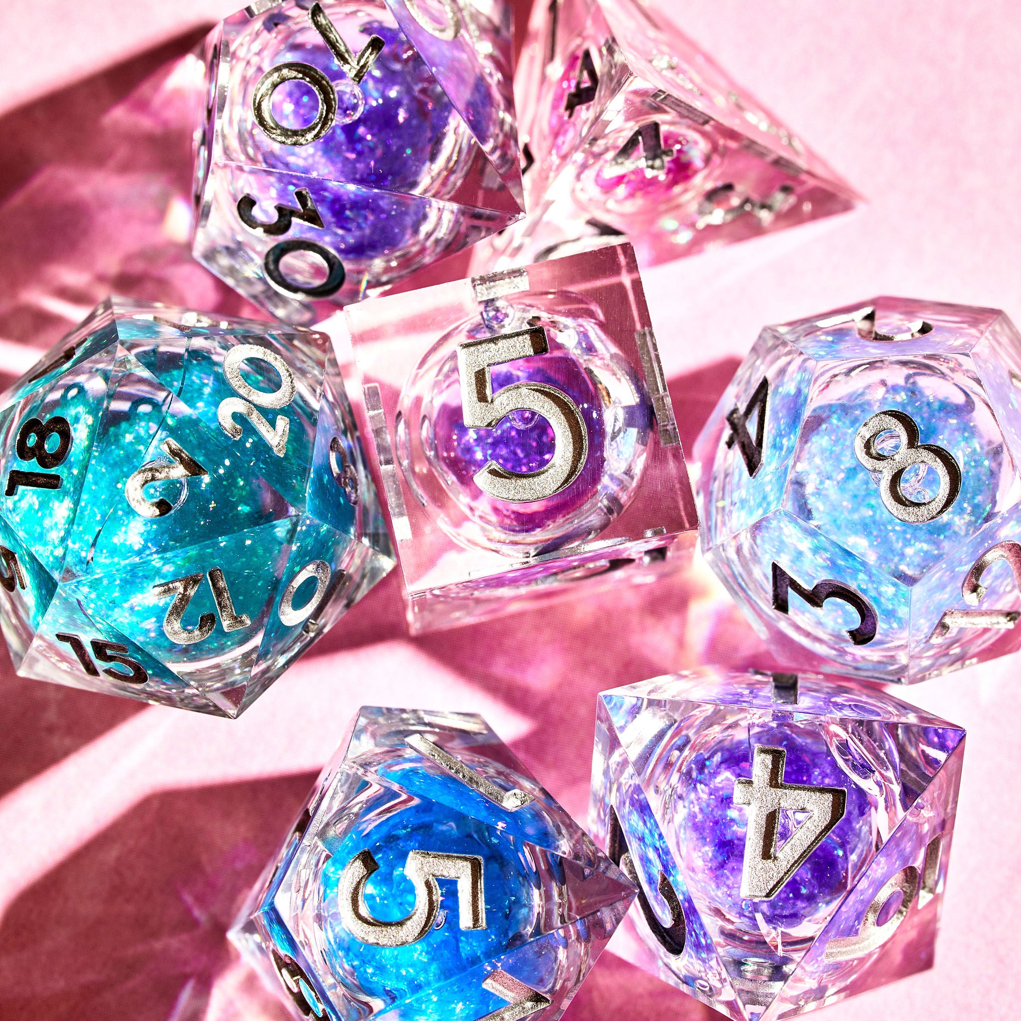 Mystic Tides 7-Piece Liquid Core Set - Dispel Dice - Premium DnD Dice & Accessories # #