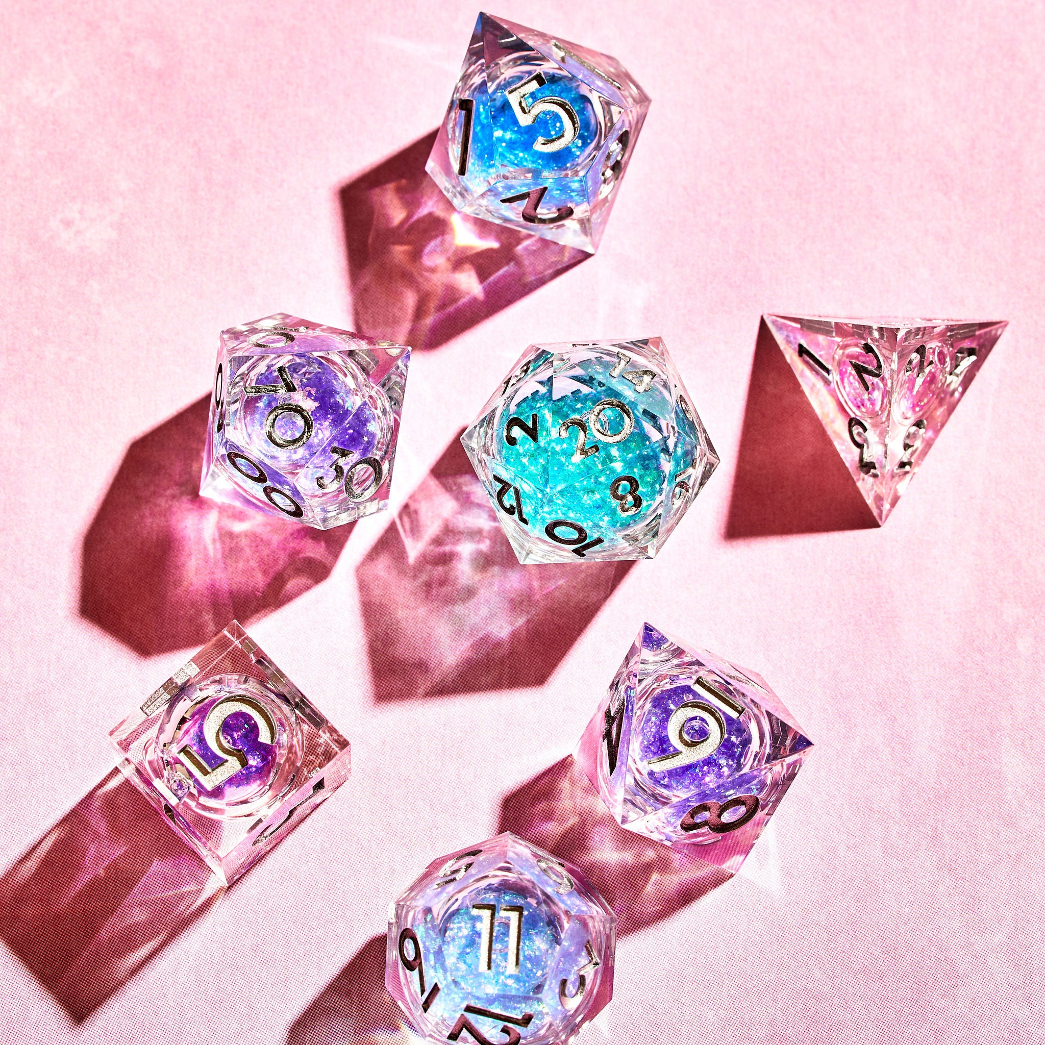 Mystic Tides 7-Piece Liquid Core Set - Dispel Dice - Premium DnD Dice & Accessories # #