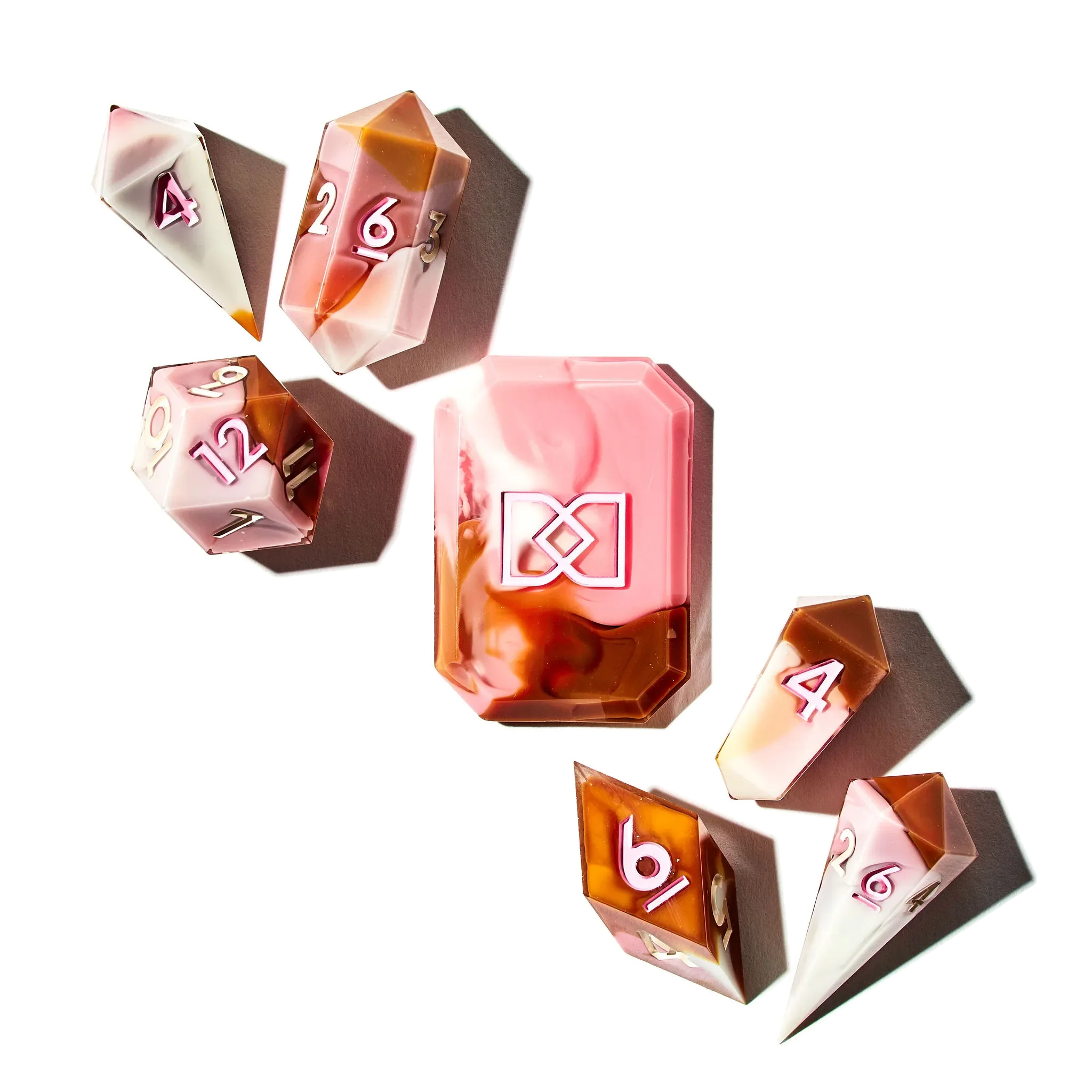 Neapolitan Sundae 7-Piece Jewel Shape Dice Set