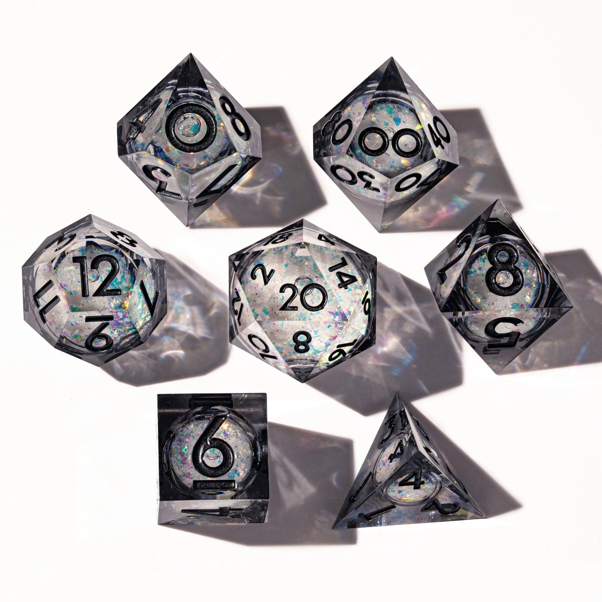Obscura 7-Piece Liquid Core Dice Set - Dispel Dice - Premium DnD Dice & Accessories