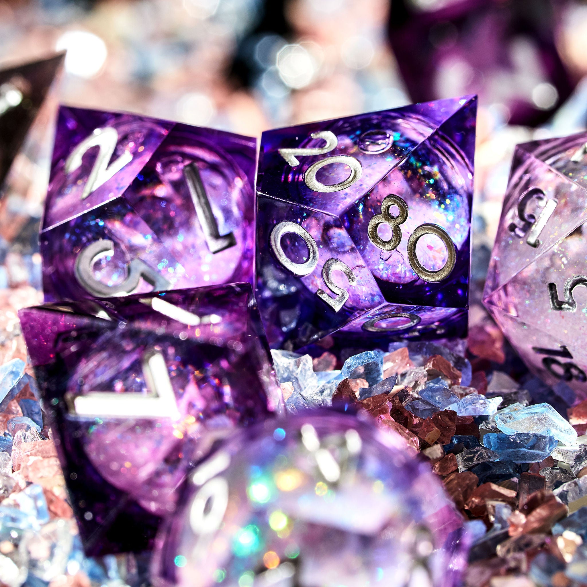 Ode to Amethyst 7-Piece Liquid Core Palette Dice Set - Dispel Dice - Premium DnD Dice & Accessories # #