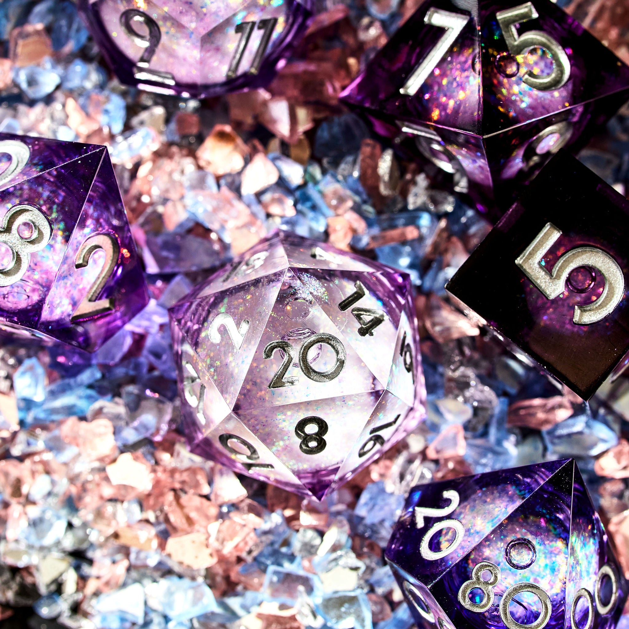 Ode to Amethyst 7-Piece Liquid Core Palette Dice Set - Dispel Dice - Premium DnD Dice & Accessories # #